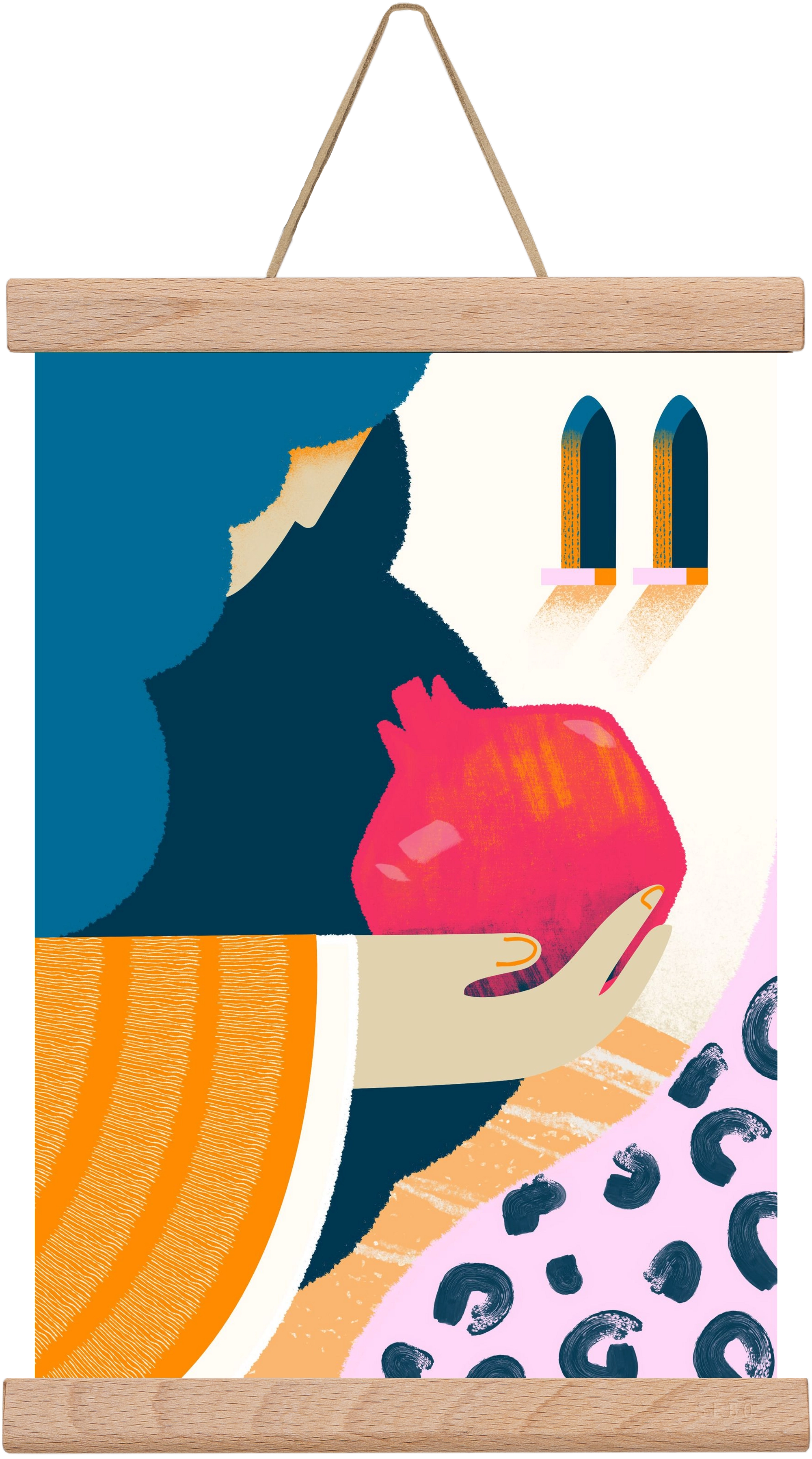 Lady with pomegranate, 20x30 cm (20x30 cm), Tölgy akasztó