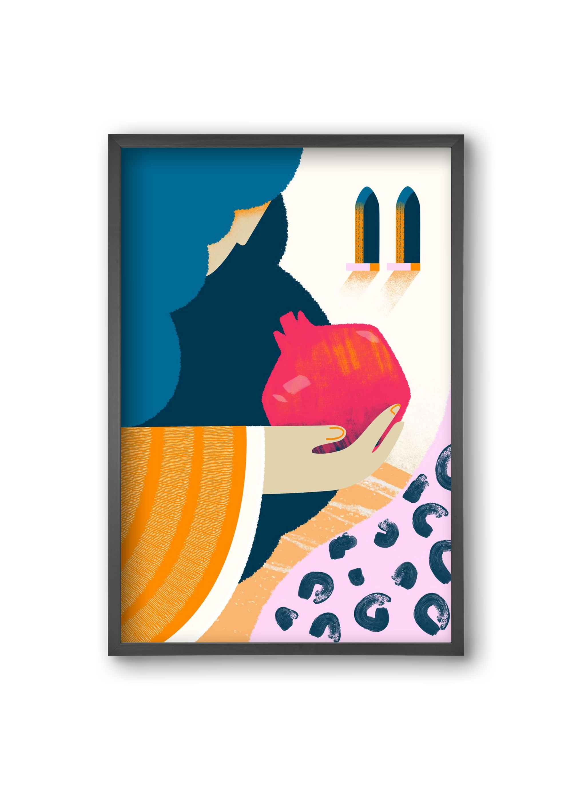 Lady with pomegranate, 20x30 cm (20x30 cm), Fekete keret