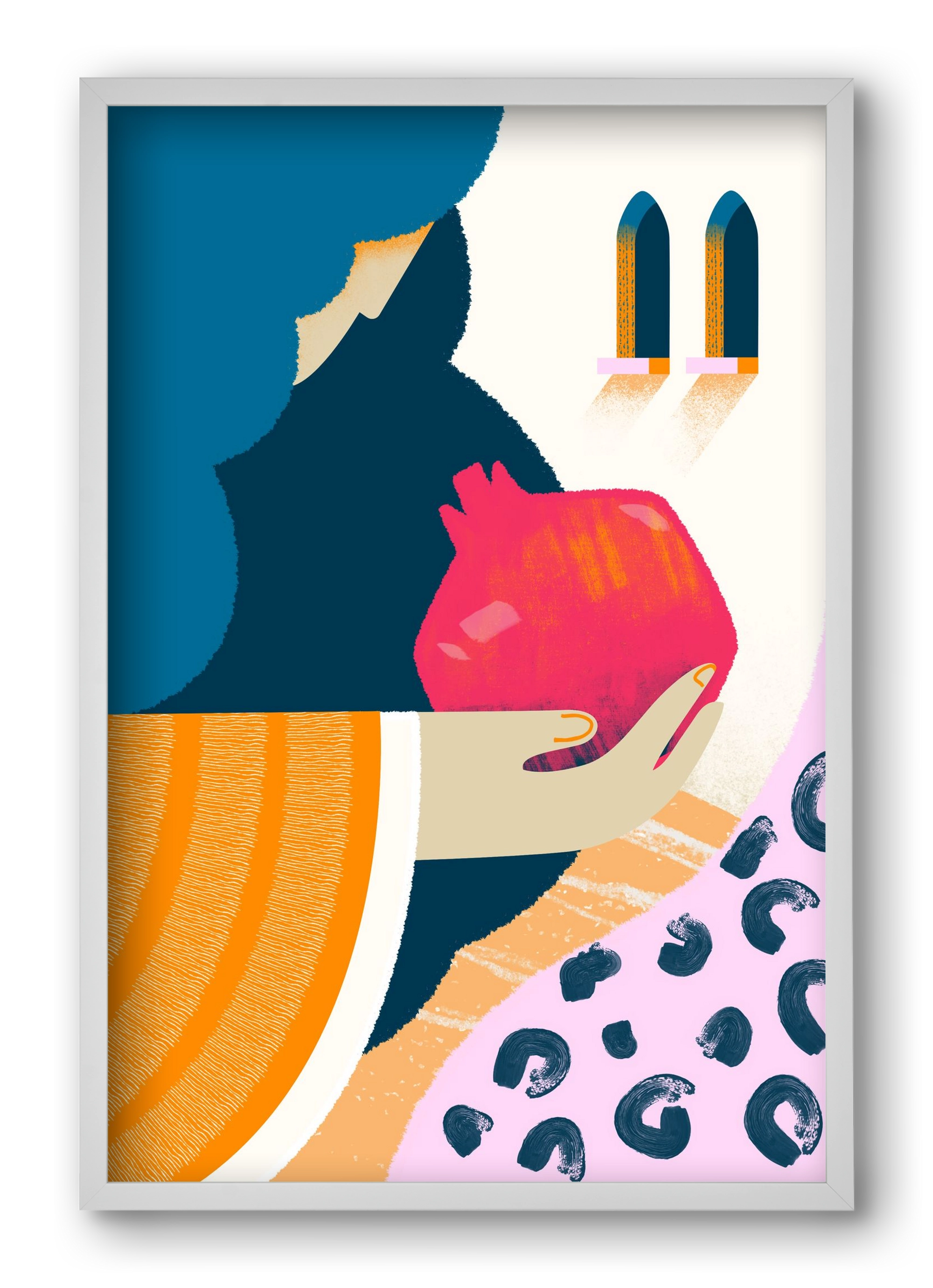 Lady with pomegranate, 40x60 cm (40x60 cm), Fehér keret