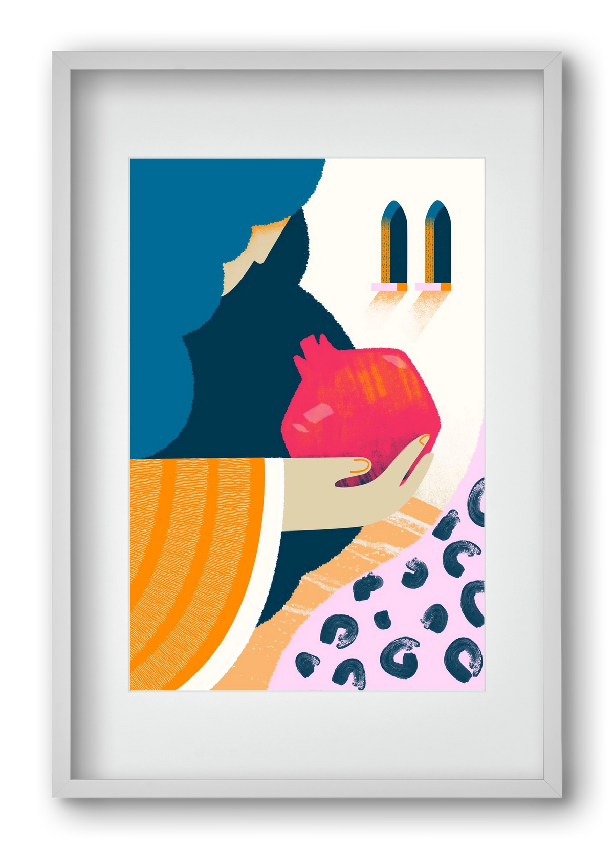 Lady with pomegranate, 40x60 cm (30x45 cm), Fehér keret, paszpartuval