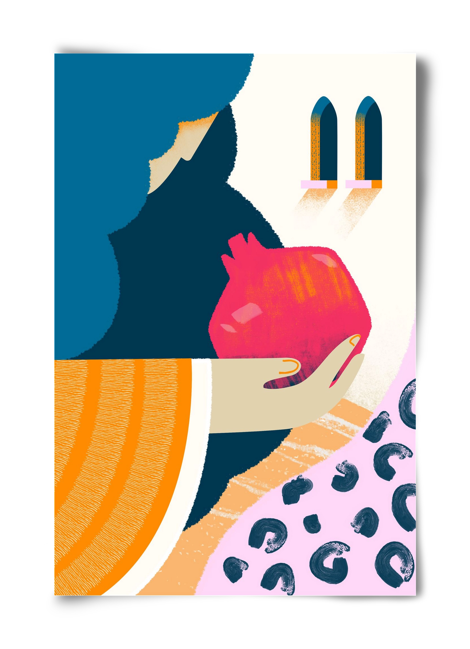 Lady with pomegranate, 40x60 cm, Keret nélkül