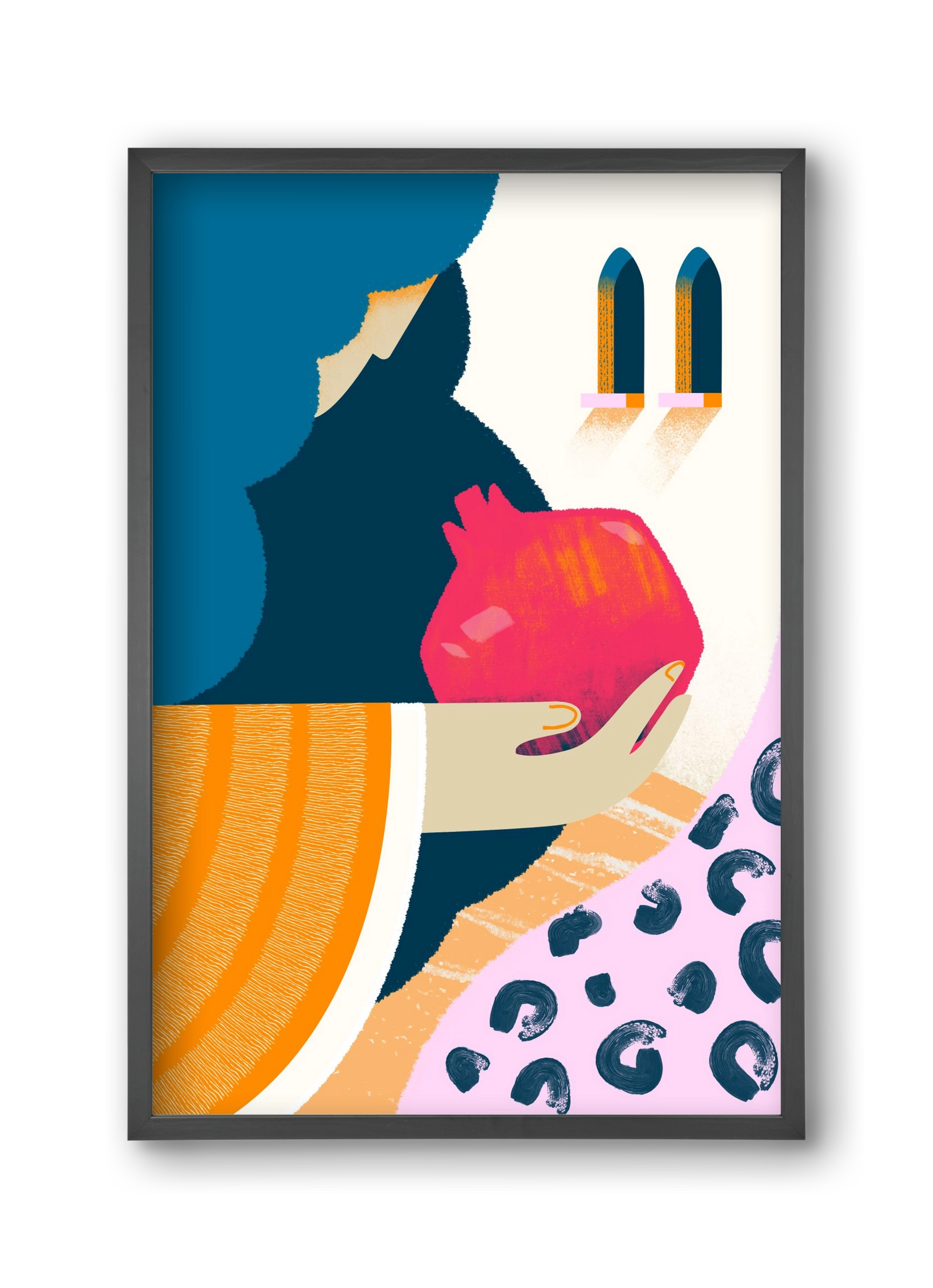 Lady with pomegranate, 30x45 cm (30x45 cm), Fekete keret