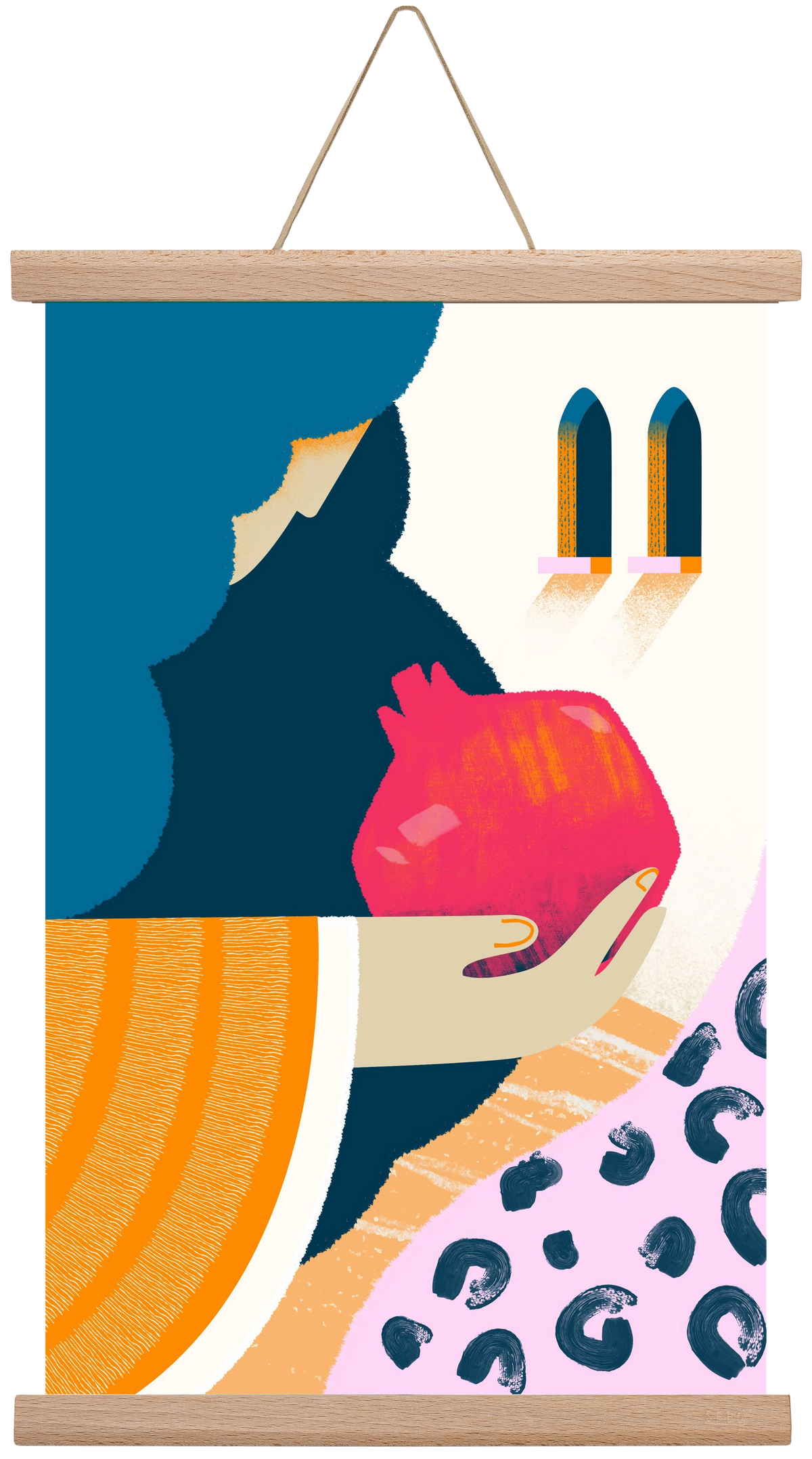 Lady with pomegranate, 30x45 cm (30x45 cm), Tölgy akasztó