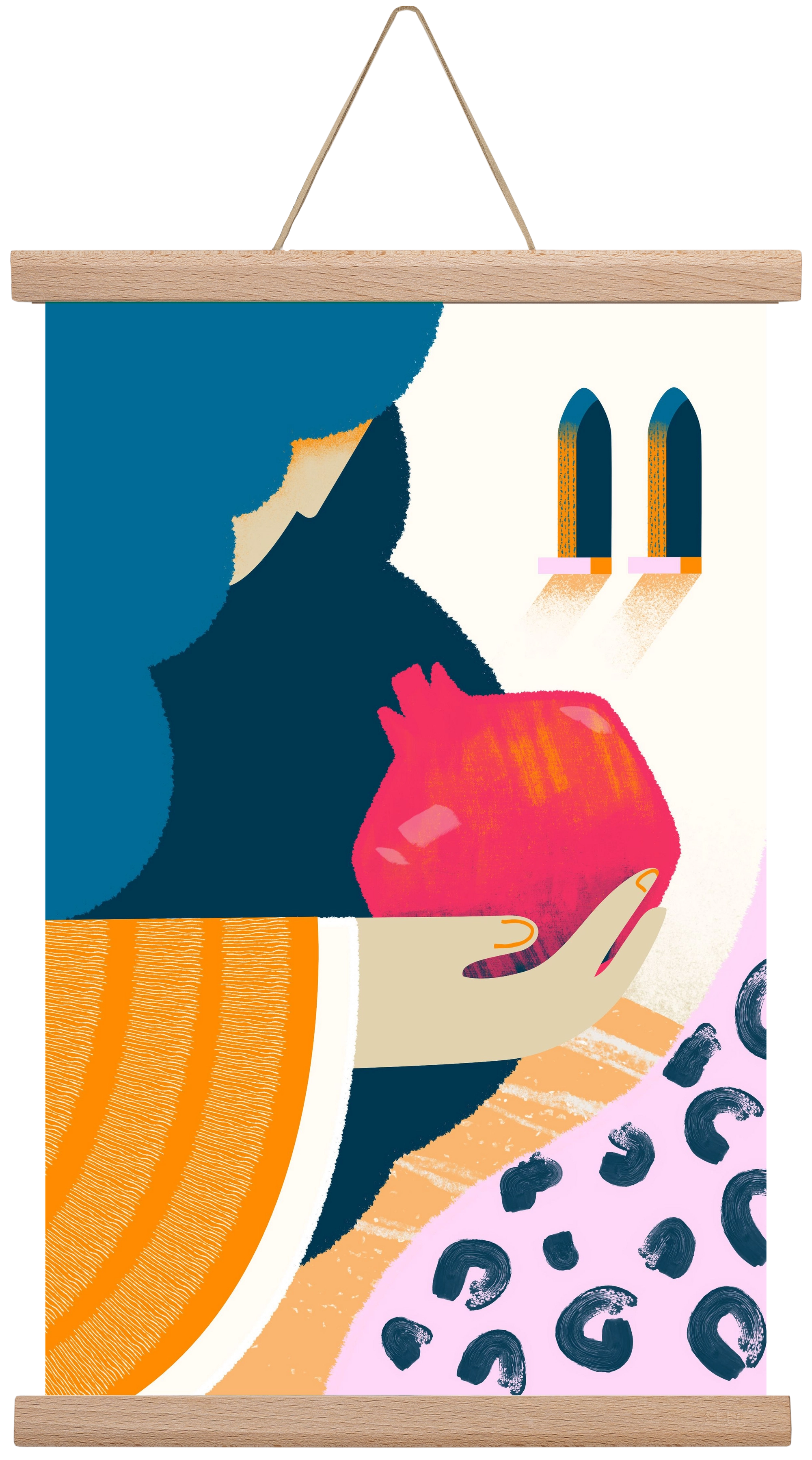 Lady with pomegranate, 30x45 cm (30x45 cm), Tölgy akasztó