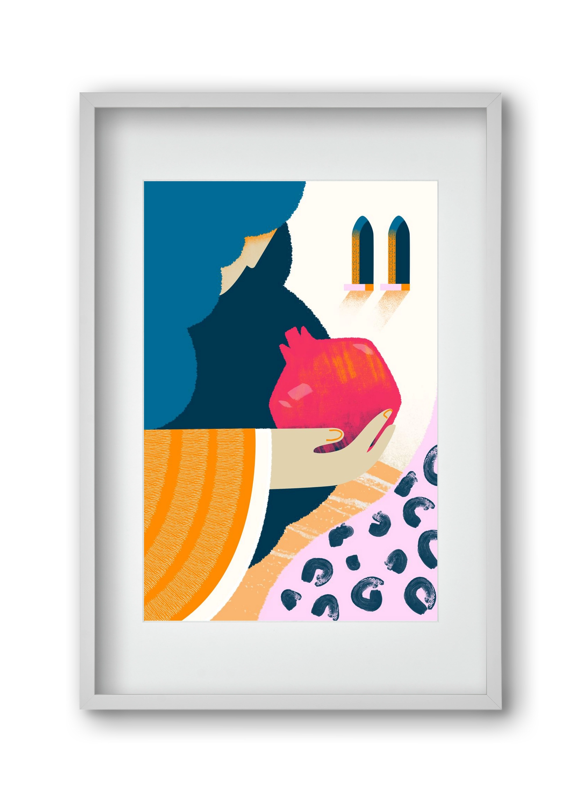 Lady with pomegranate, 30x45 cm (20x30 cm), Fehér keret, paszpartuval