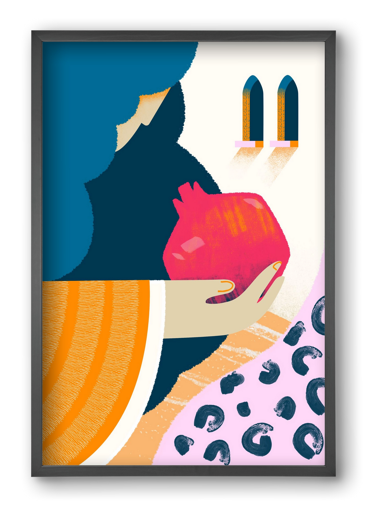 Lady with pomegranate, 40x60 cm (40x60 cm), Fekete keret