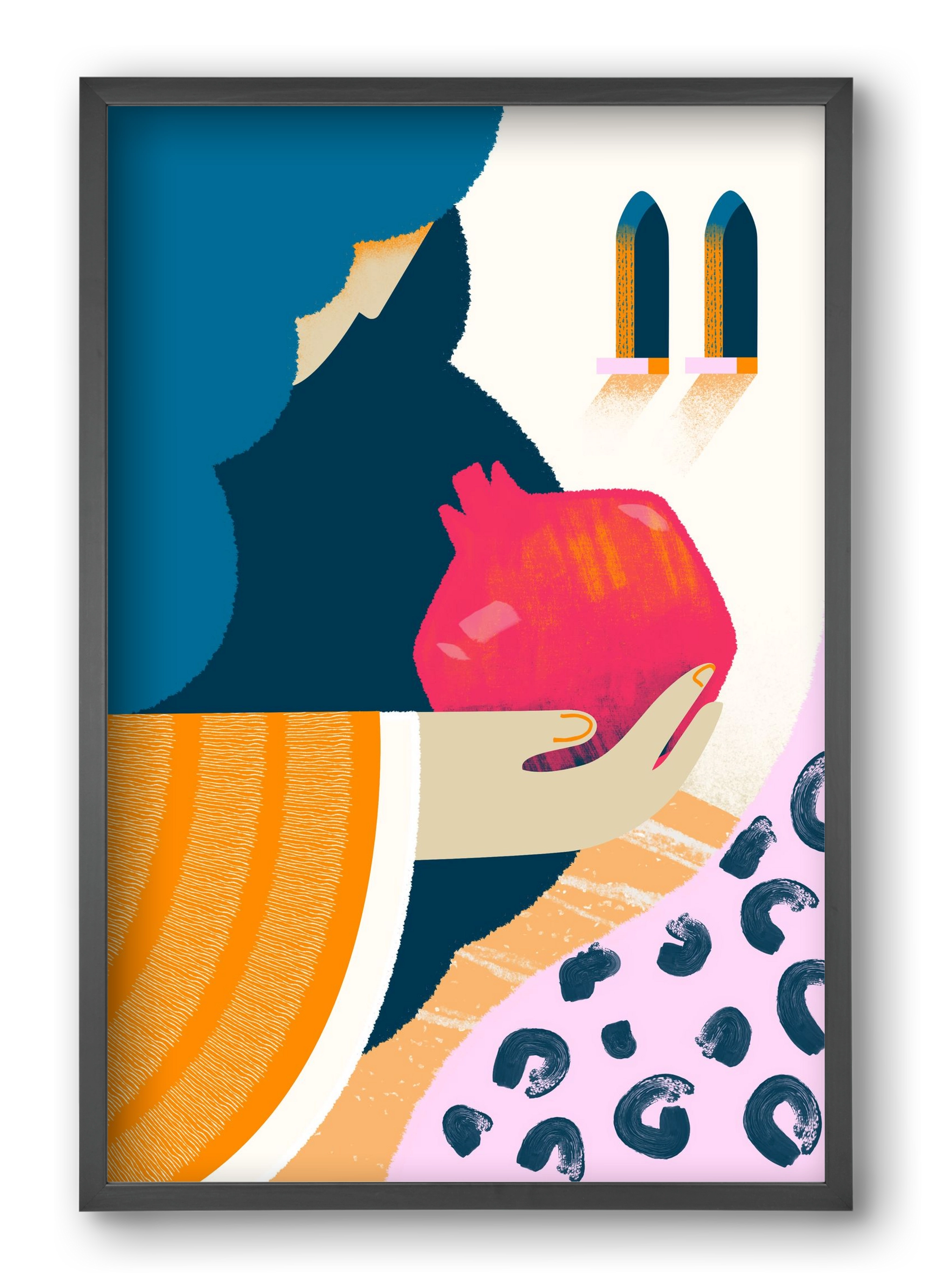 Lady with pomegranate, 40x60 cm (40x60 cm), Fekete keret