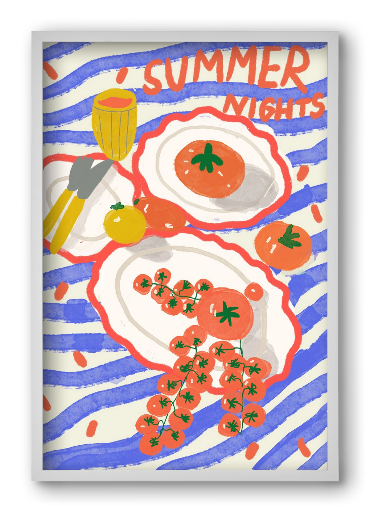 Summer Nights , 40x60 cm (40x60 cm), Fehér keret