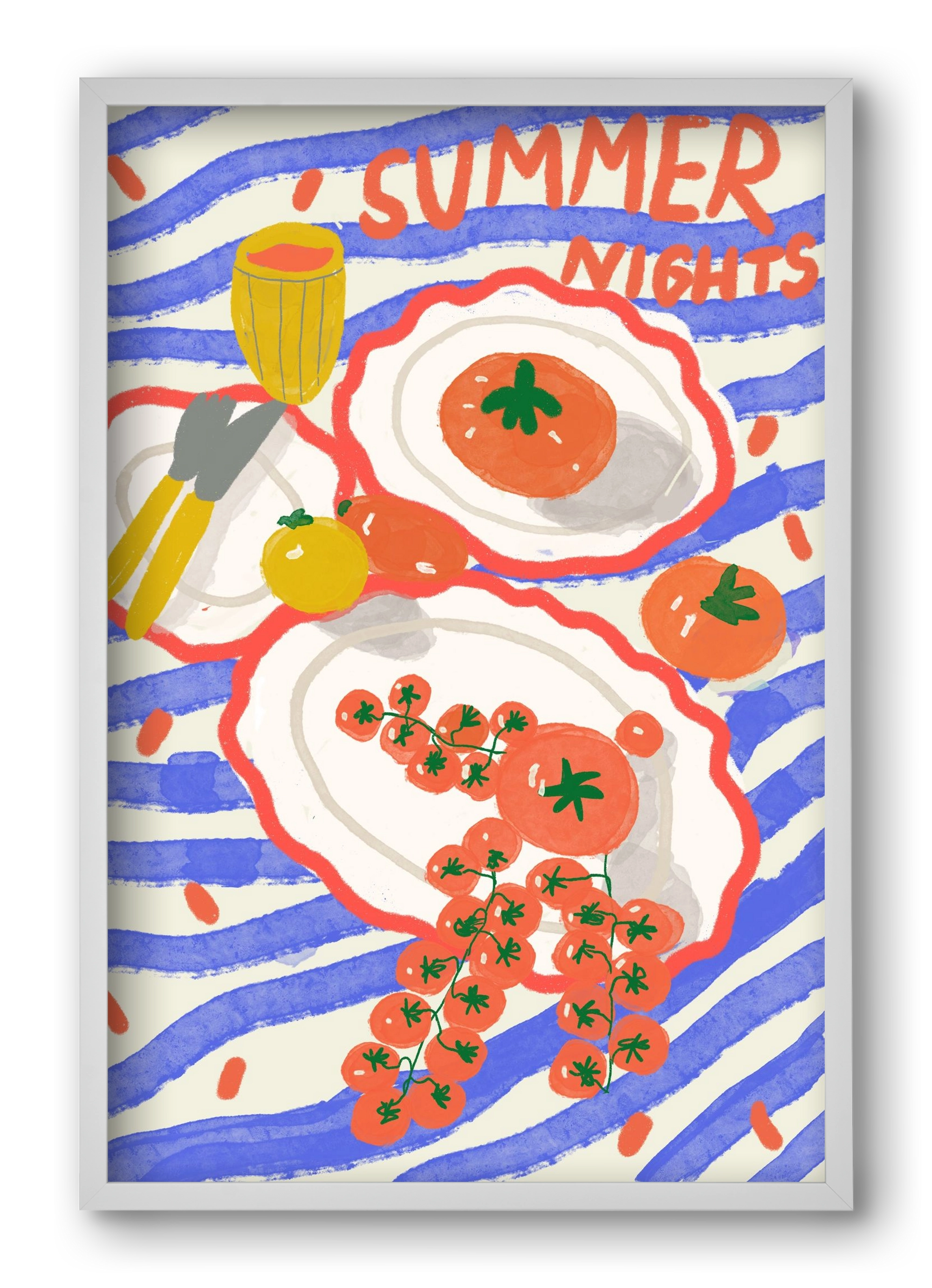 Summer Nights , 40x60 cm (40x60 cm), Fehér keret