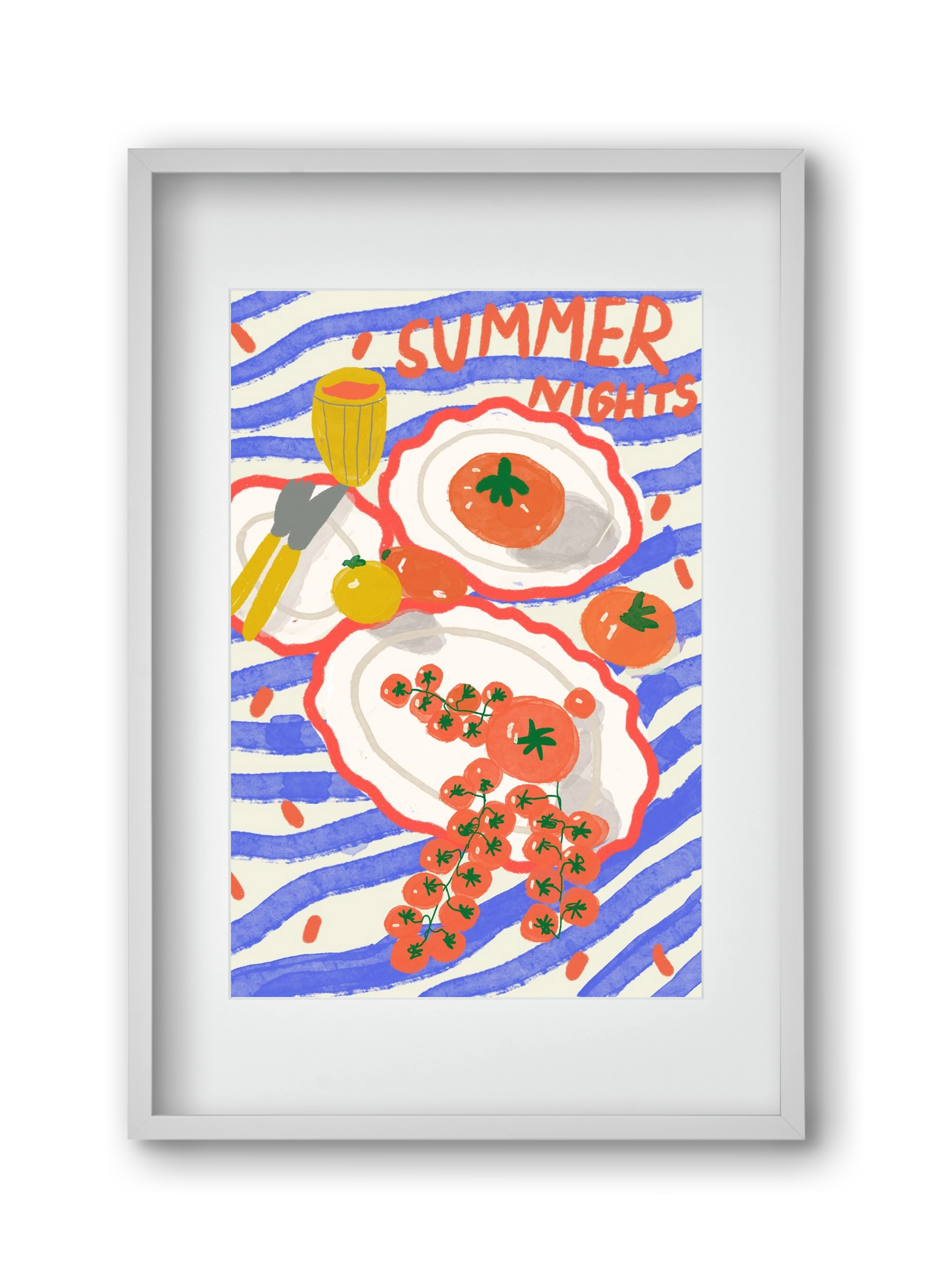 Summer Nights , 30x45 cm (20x30 cm), Fehér keret, paszpartuval