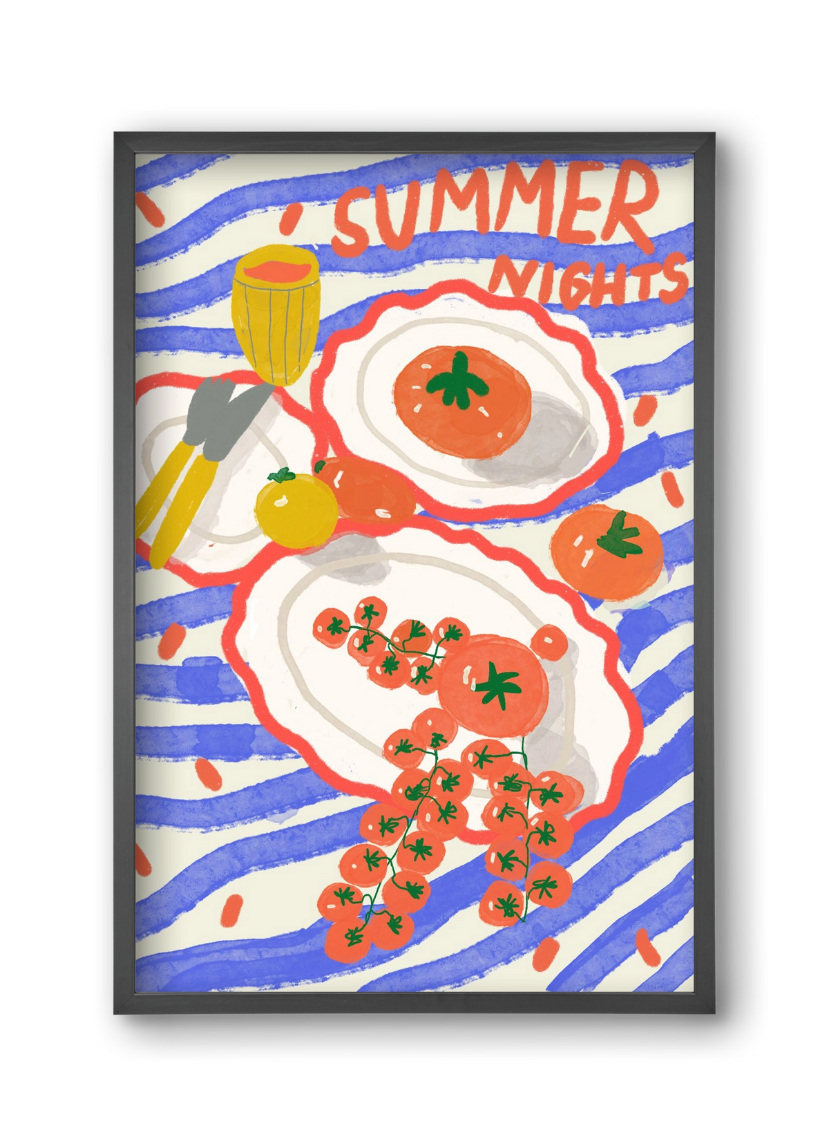 Summer Nights , 30x45 cm (30x45 cm), Fekete keret