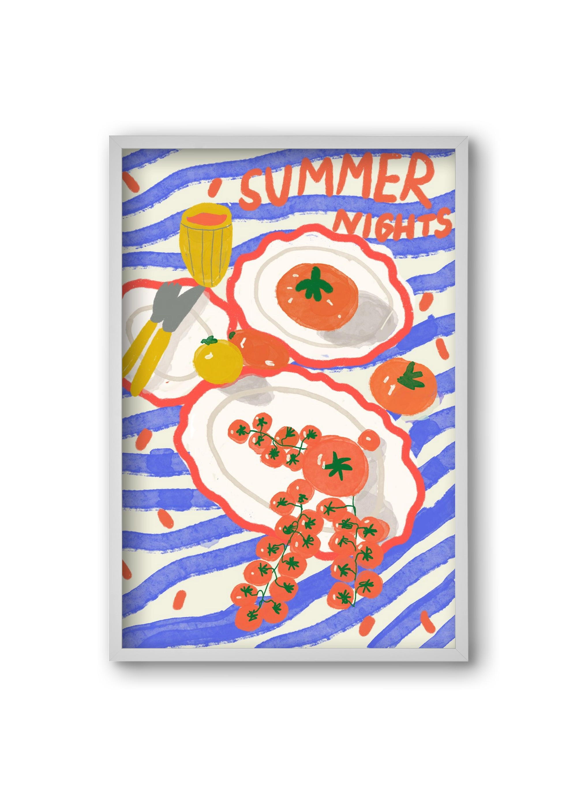 Summer Nights , 20x30 cm (20x30 cm), Fehér keret