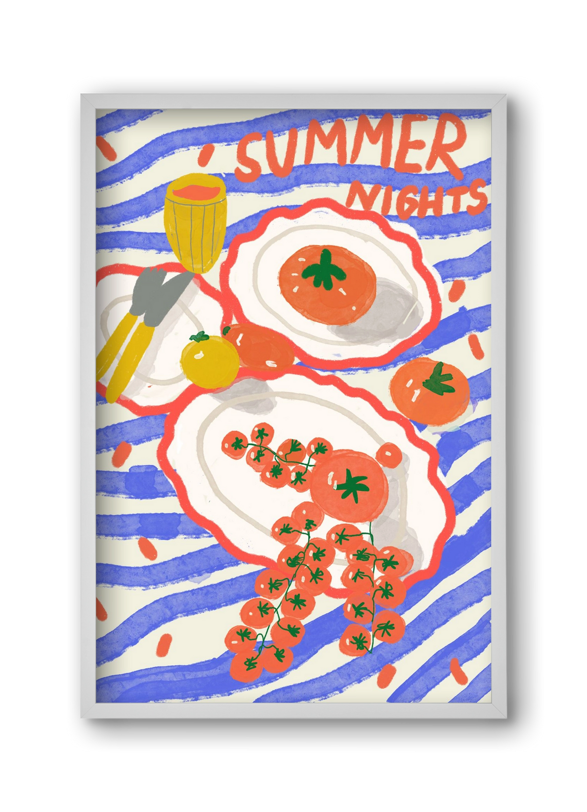 Summer Nights , 30x45 cm (30x45 cm), Fehér keret