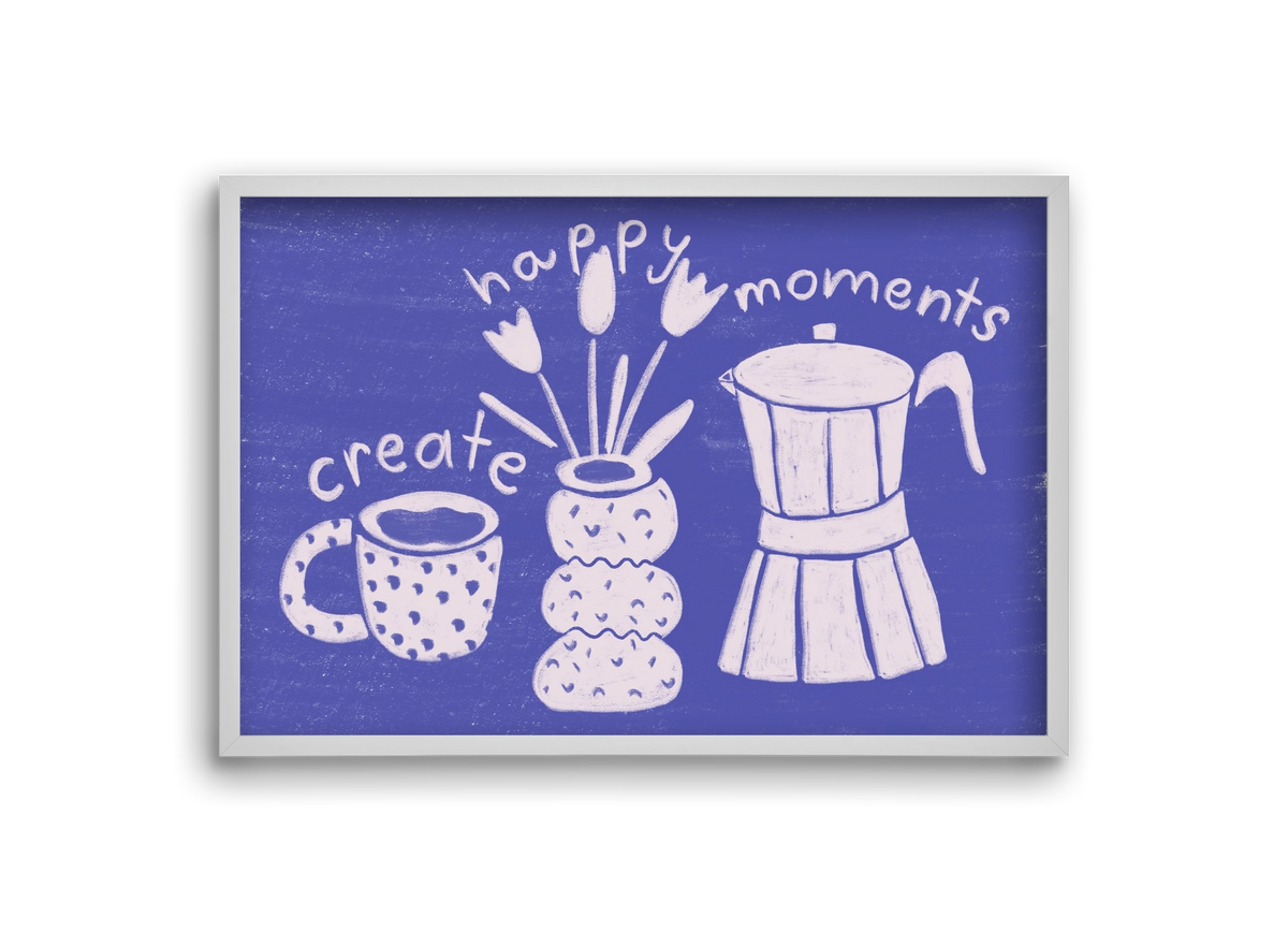 Happy Moments , 30x20 cm (30x20 cm), Fehér keret