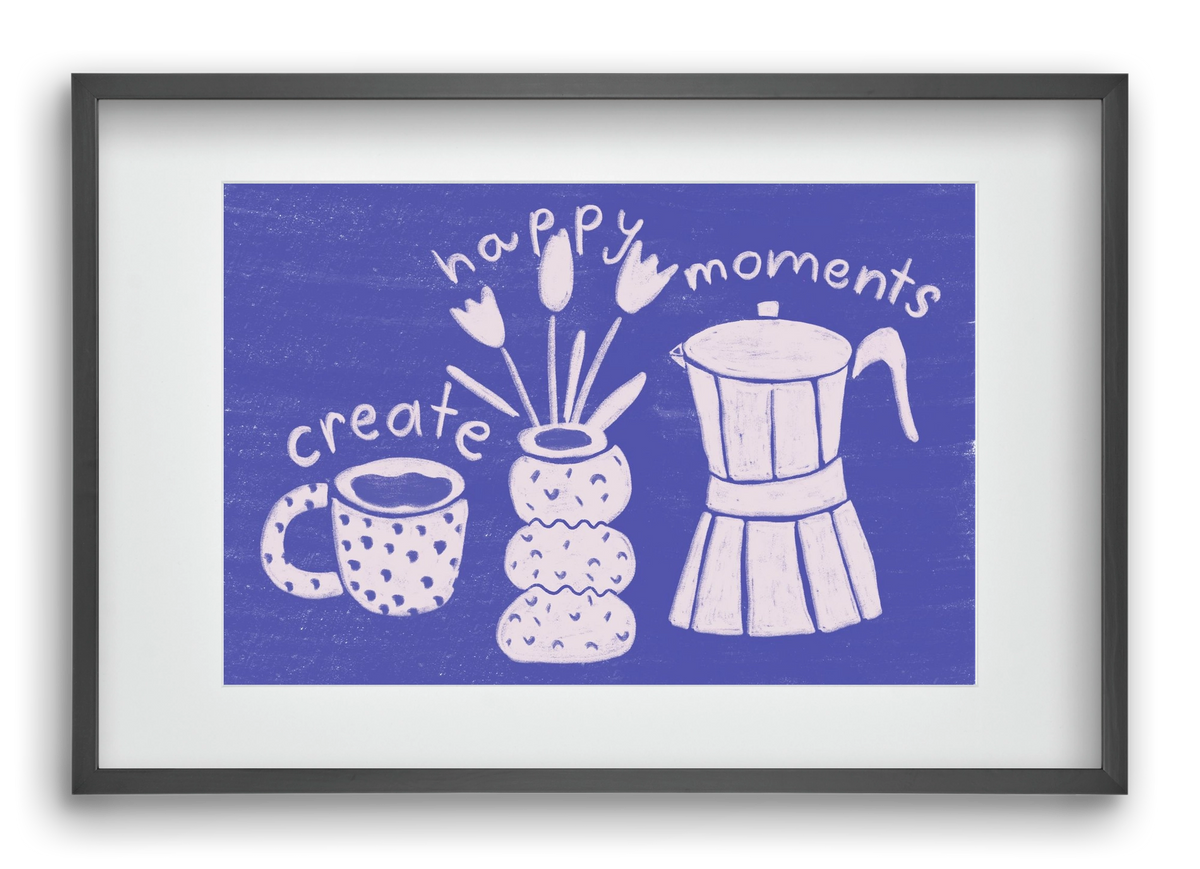 Happy Moments , 60x40 cm (45x30 cm), Fekete keret, paszpartuval