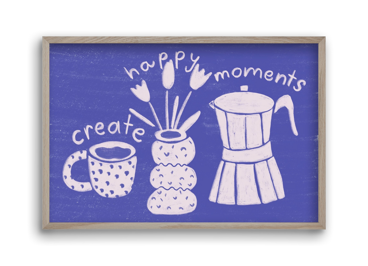 Happy Moments , 45x30 cm (45x30 cm), Tölgy keret