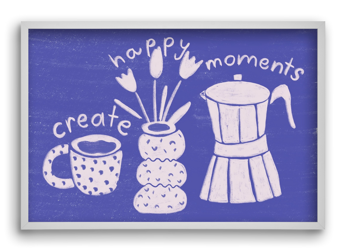 Happy Moments , 60x40 cm (60x40 cm), Fehér keret