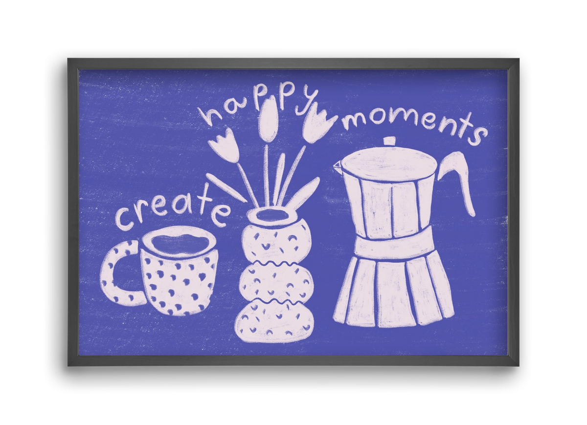 Happy Moments , 45x30 cm (45x30 cm), Fekete keret