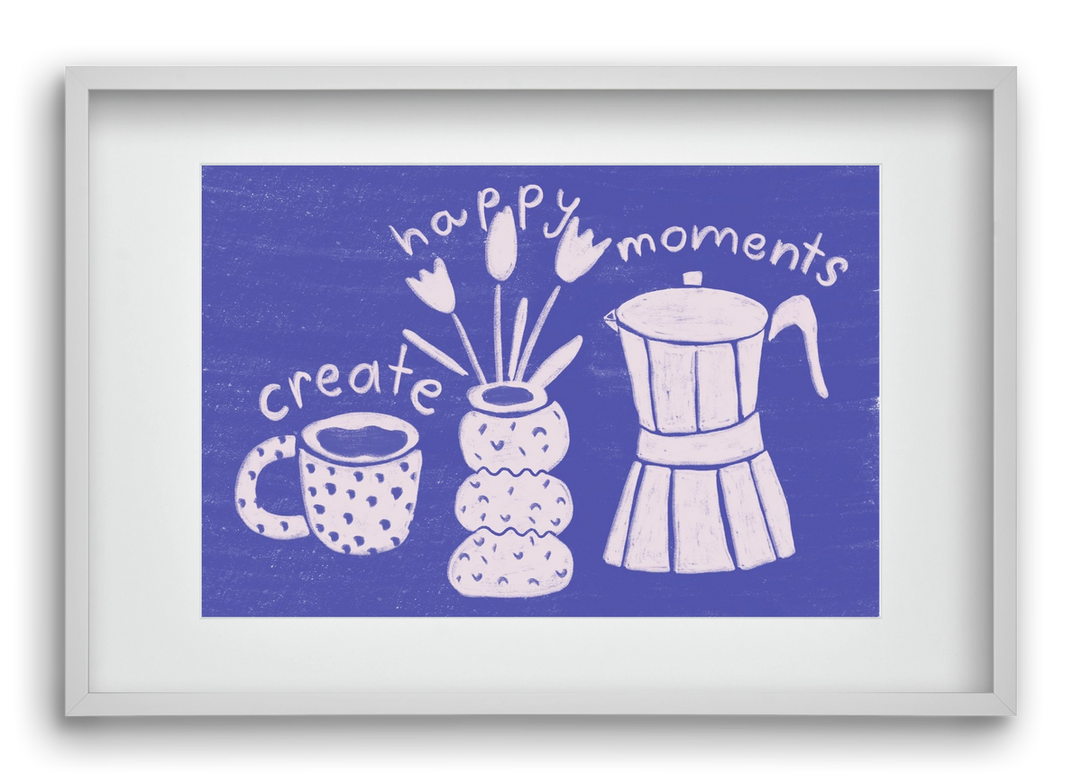 Happy Moments , 60x40 cm (45x30 cm), Fehér keret, paszpartuval