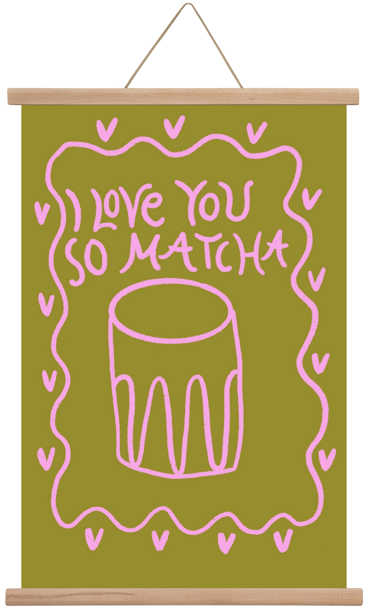 Love you so Matcha , 40x60 cm (40x60 cm), Tölgy akasztó