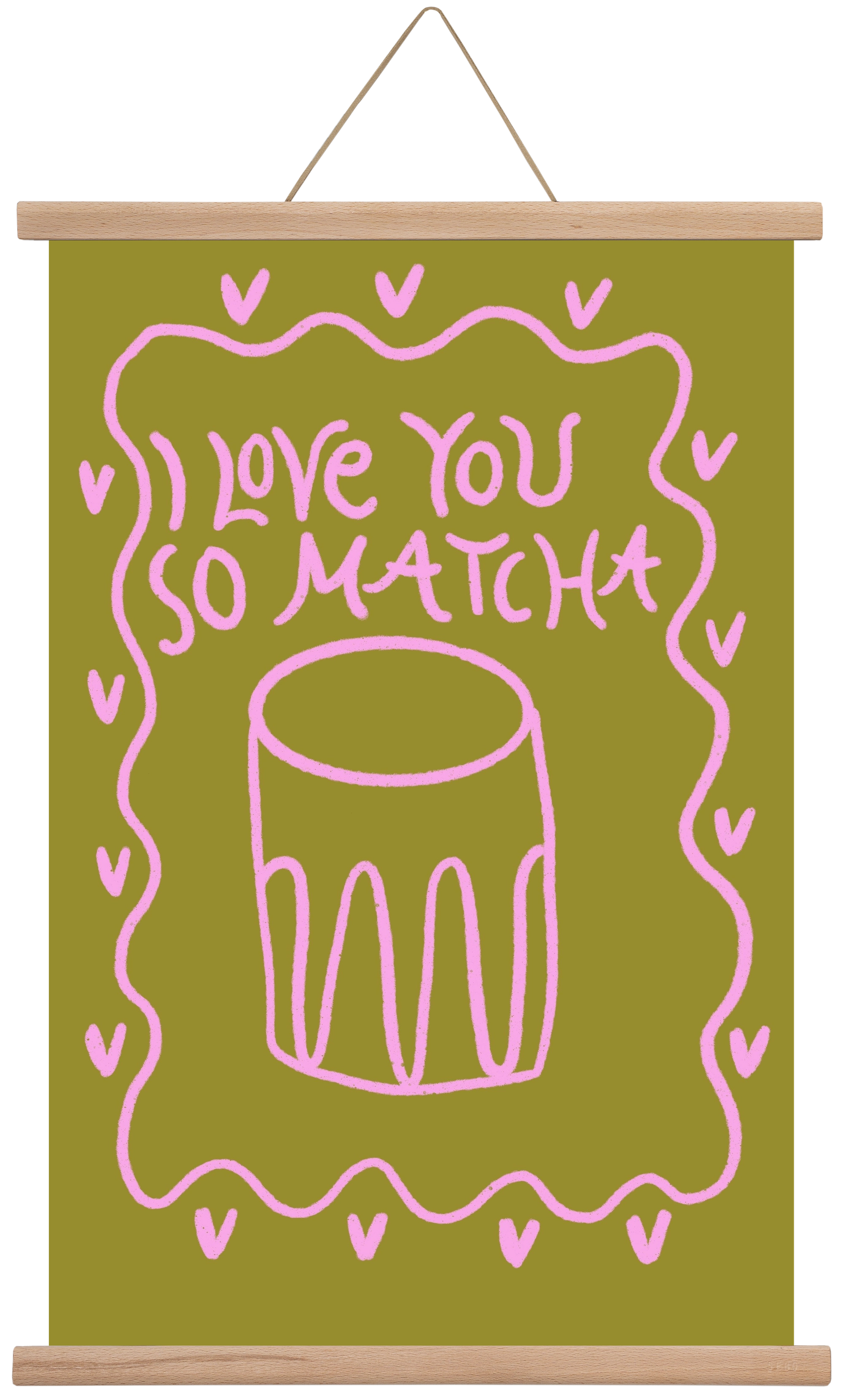 Love you so Matcha , 40x60 cm (40x60 cm), Tölgy akasztó