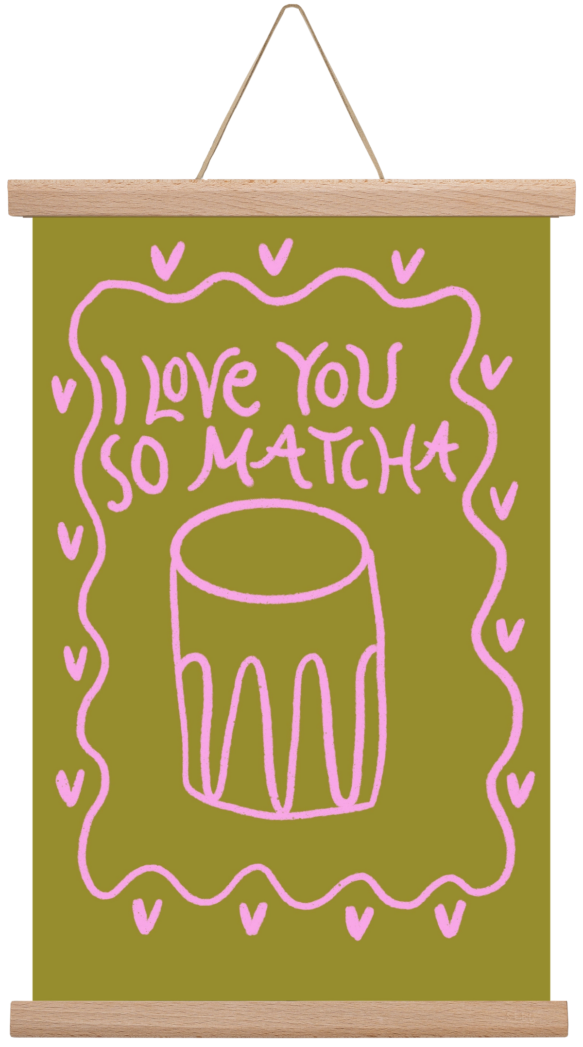 Love you so Matcha , 30x45 cm (30x45 cm), Tölgy akasztó