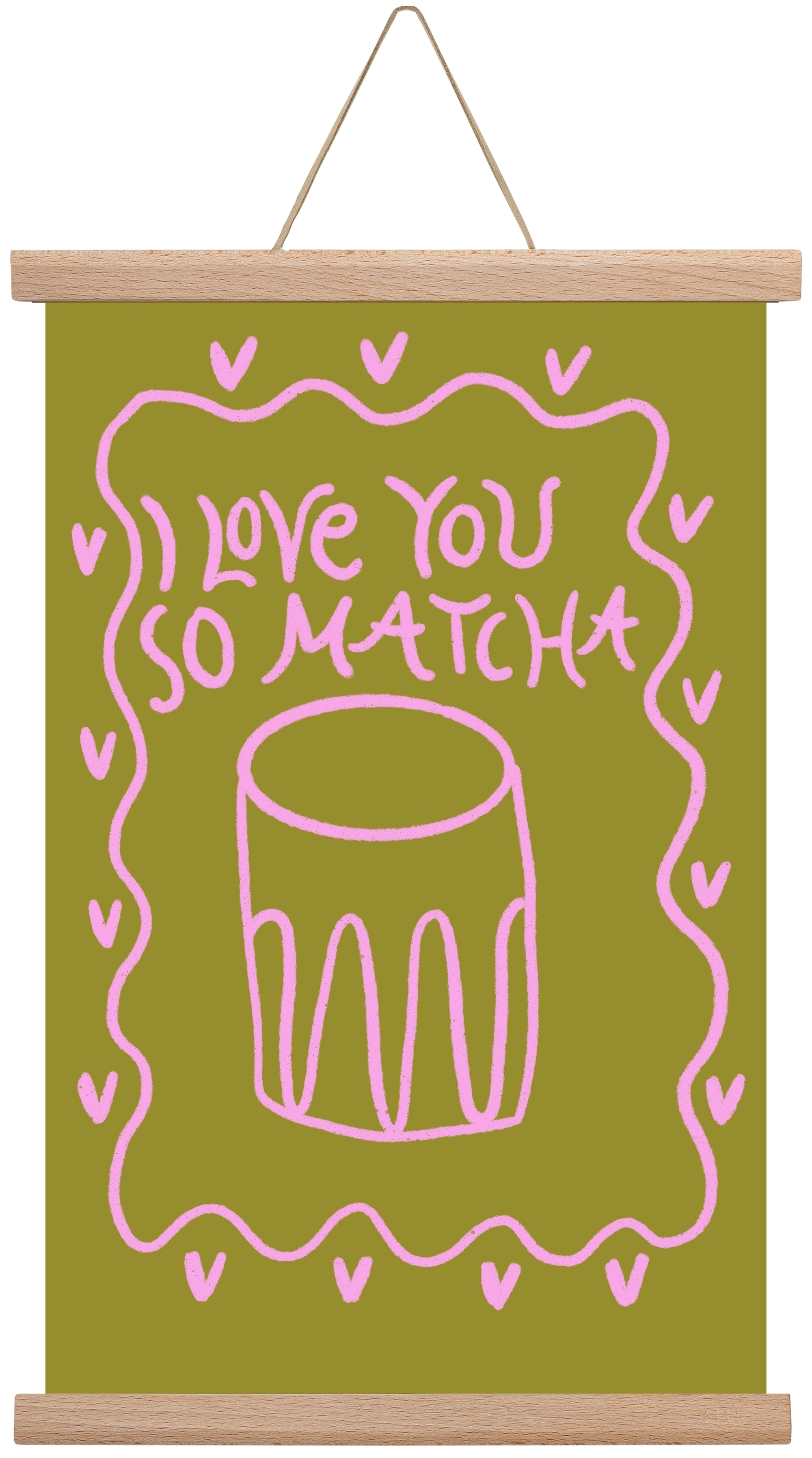 Love you so Matcha , 30x45 cm (30x45 cm), Tölgy akasztó