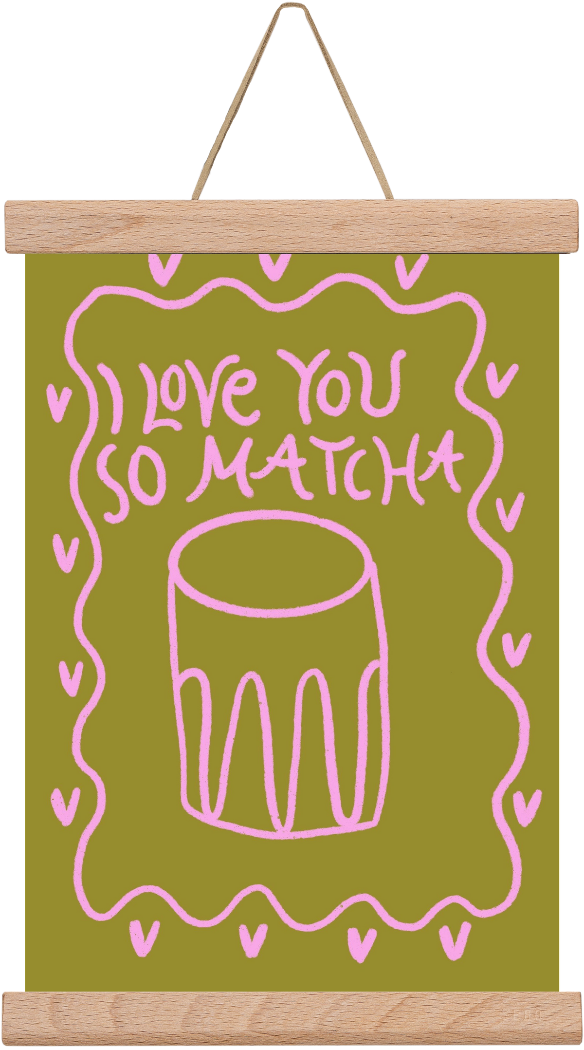Love you so Matcha , 20x30 cm (20x30 cm), Tölgy akasztó