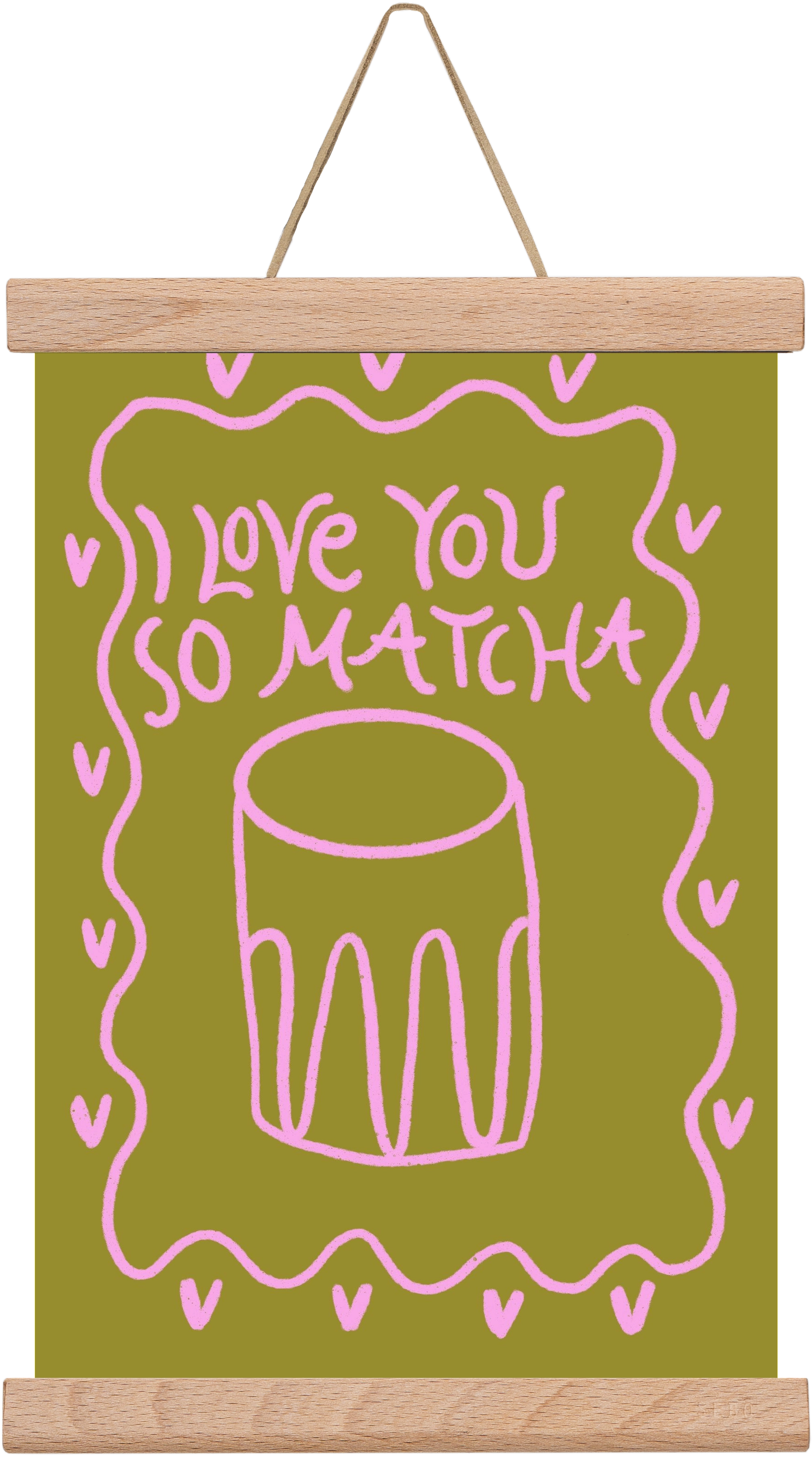 Love you so Matcha , 20x30 cm (20x30 cm), Tölgy akasztó