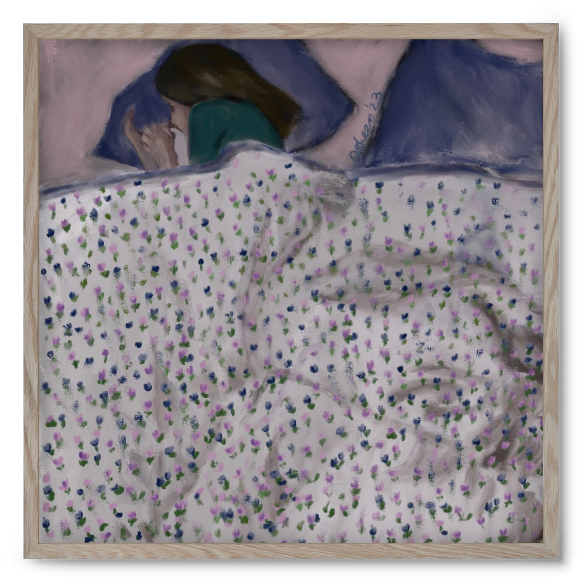 COZY IN MY BED, 50x50 cm (50x50 cm), Tölgy keret