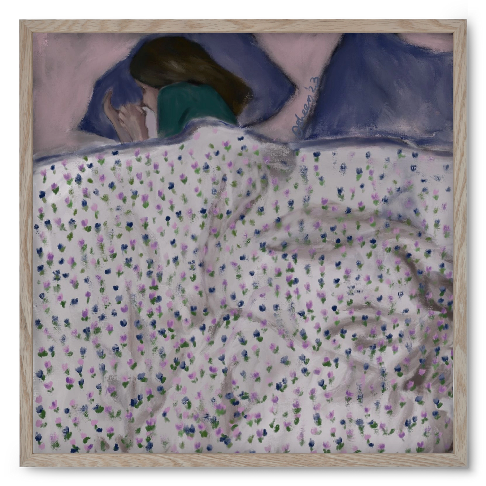 COZY IN MY BED, 50x50 cm (50x50 cm), Tölgy keret