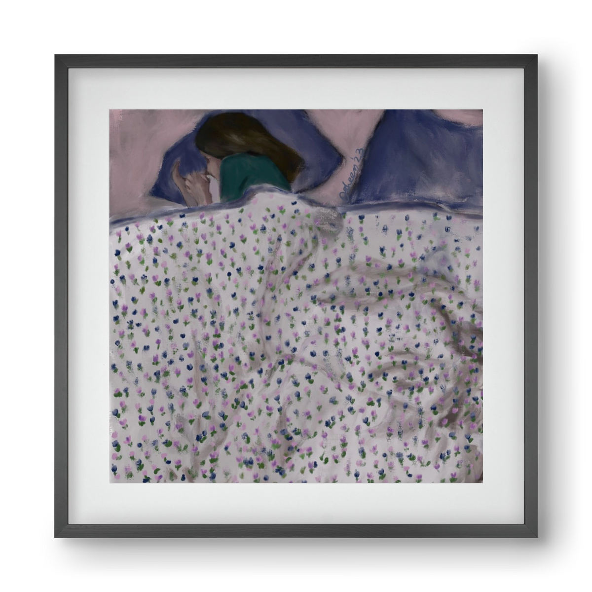 COZY IN MY BED, 40x40 cm (30x30 cm), Fekete keret, paszpartuval