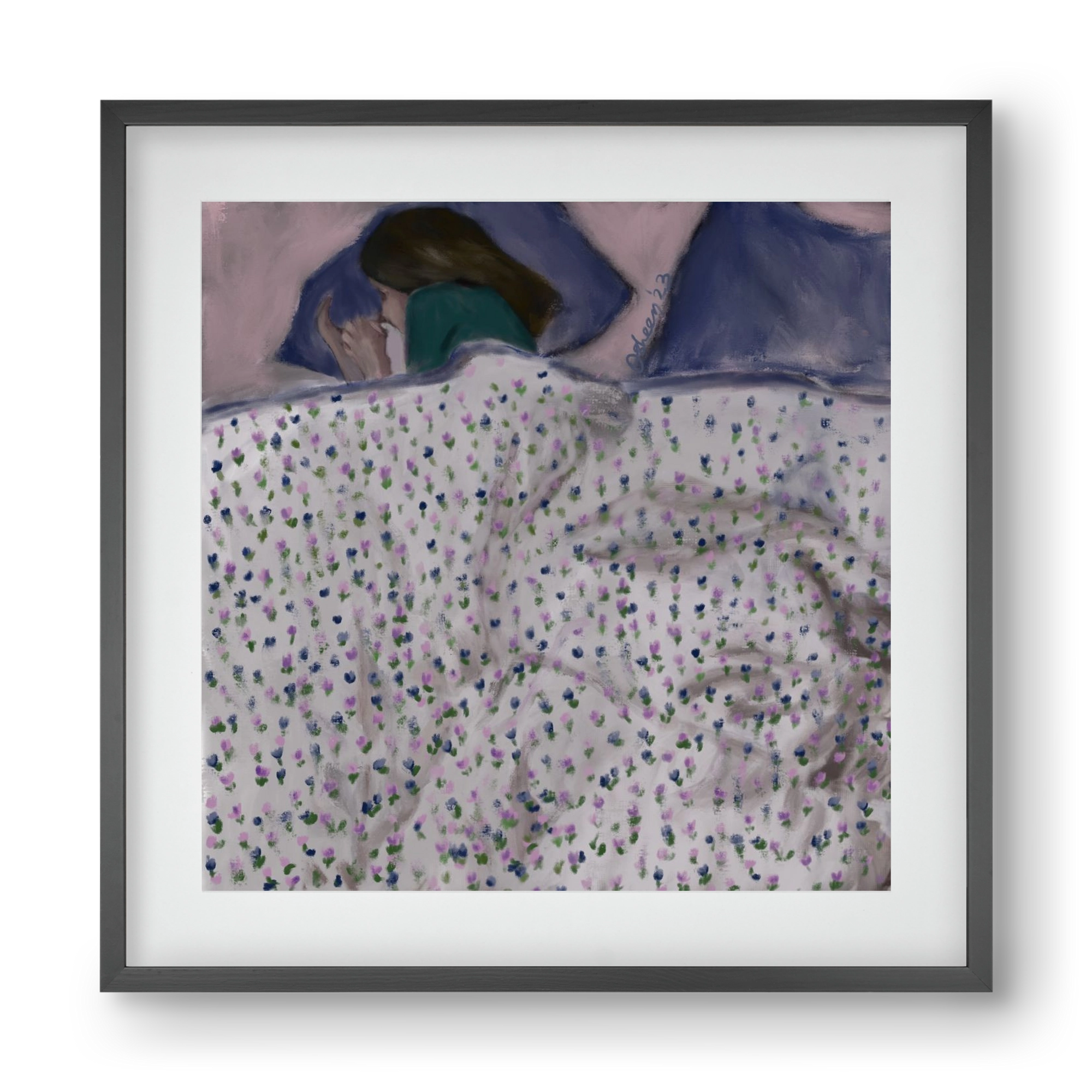 COZY IN MY BED, 40x40 cm (30x30 cm), Fekete keret, paszpartuval