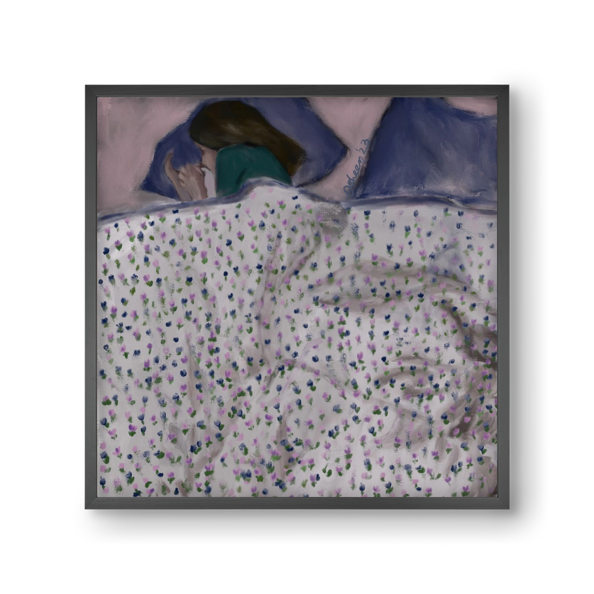 COZY IN MY BED, 30x30 cm (30x30 cm), Fekete keret