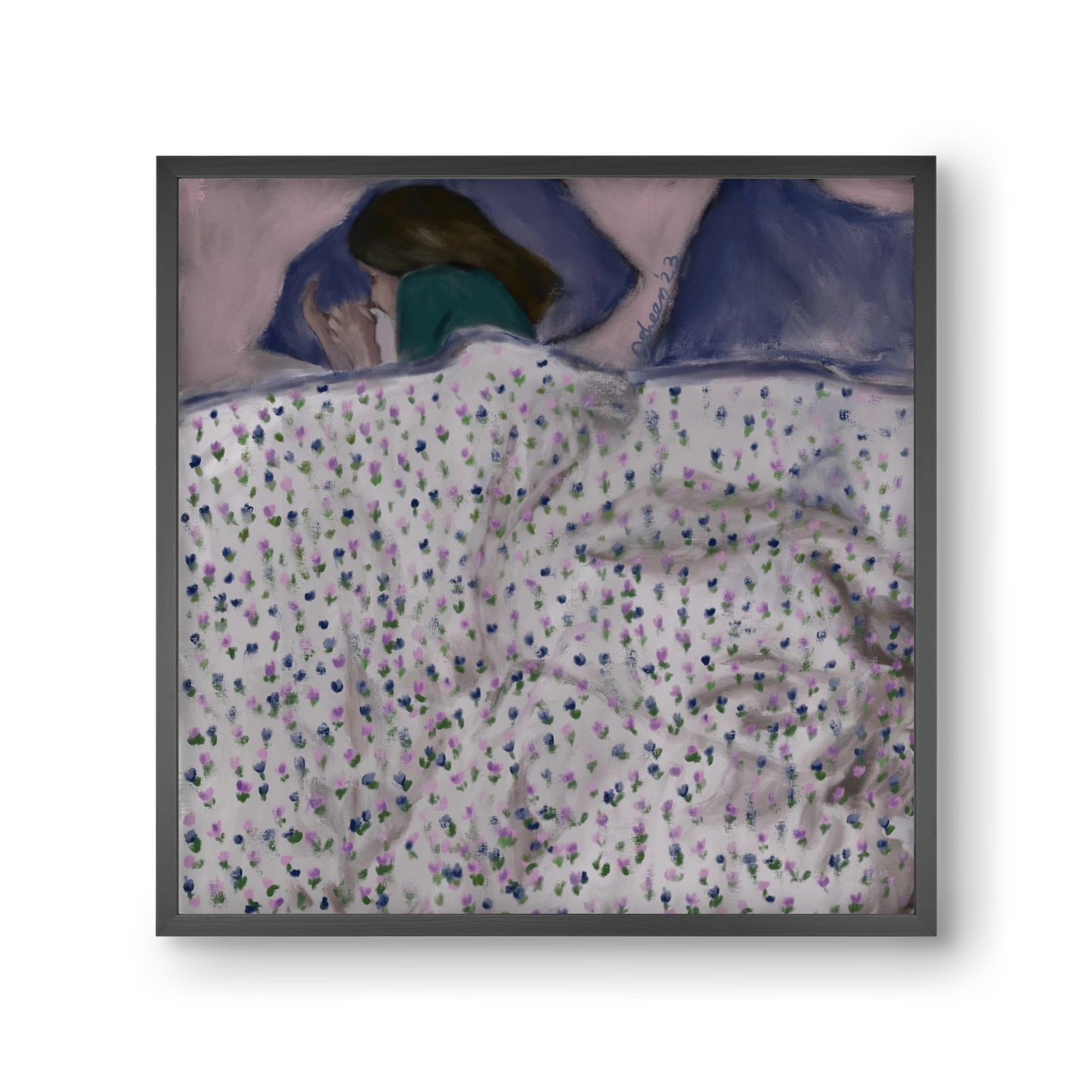 COZY IN MY BED, 30x30 cm (30x30 cm), Fekete keret