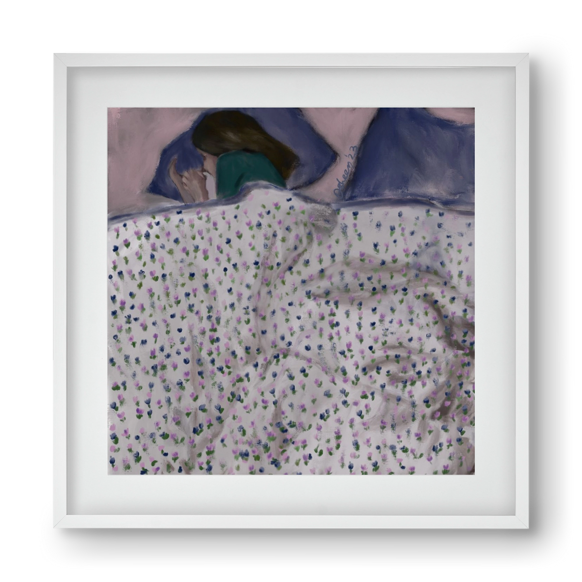 COZY IN MY BED, 40x40 cm (30x30 cm), Fehér keret, paszpartuval