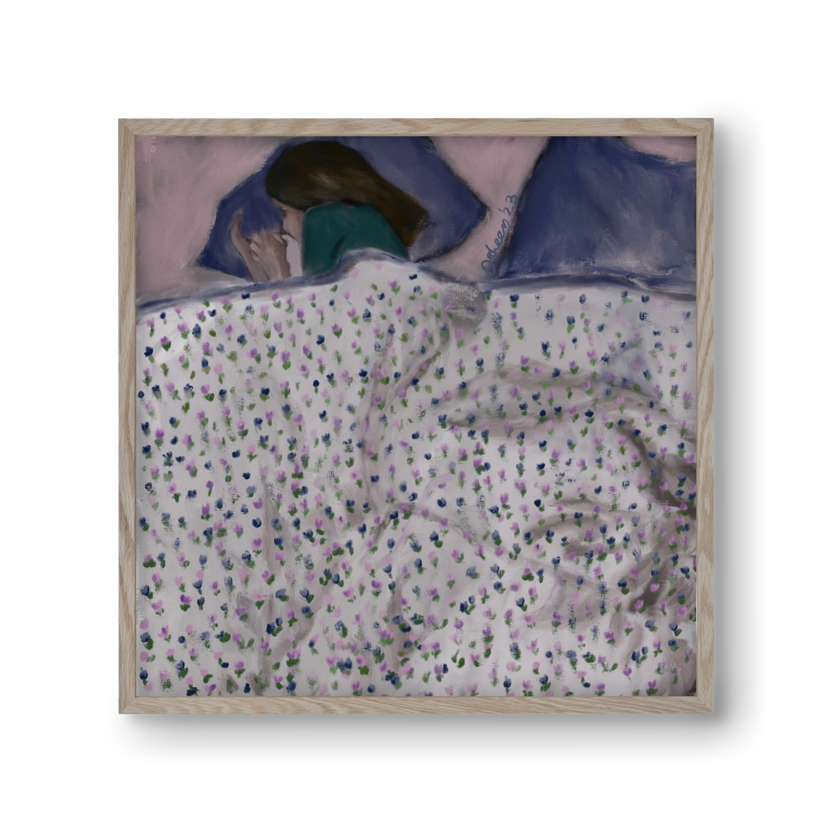 COZY IN MY BED, 30x30 cm (30x30 cm), Tölgy keret