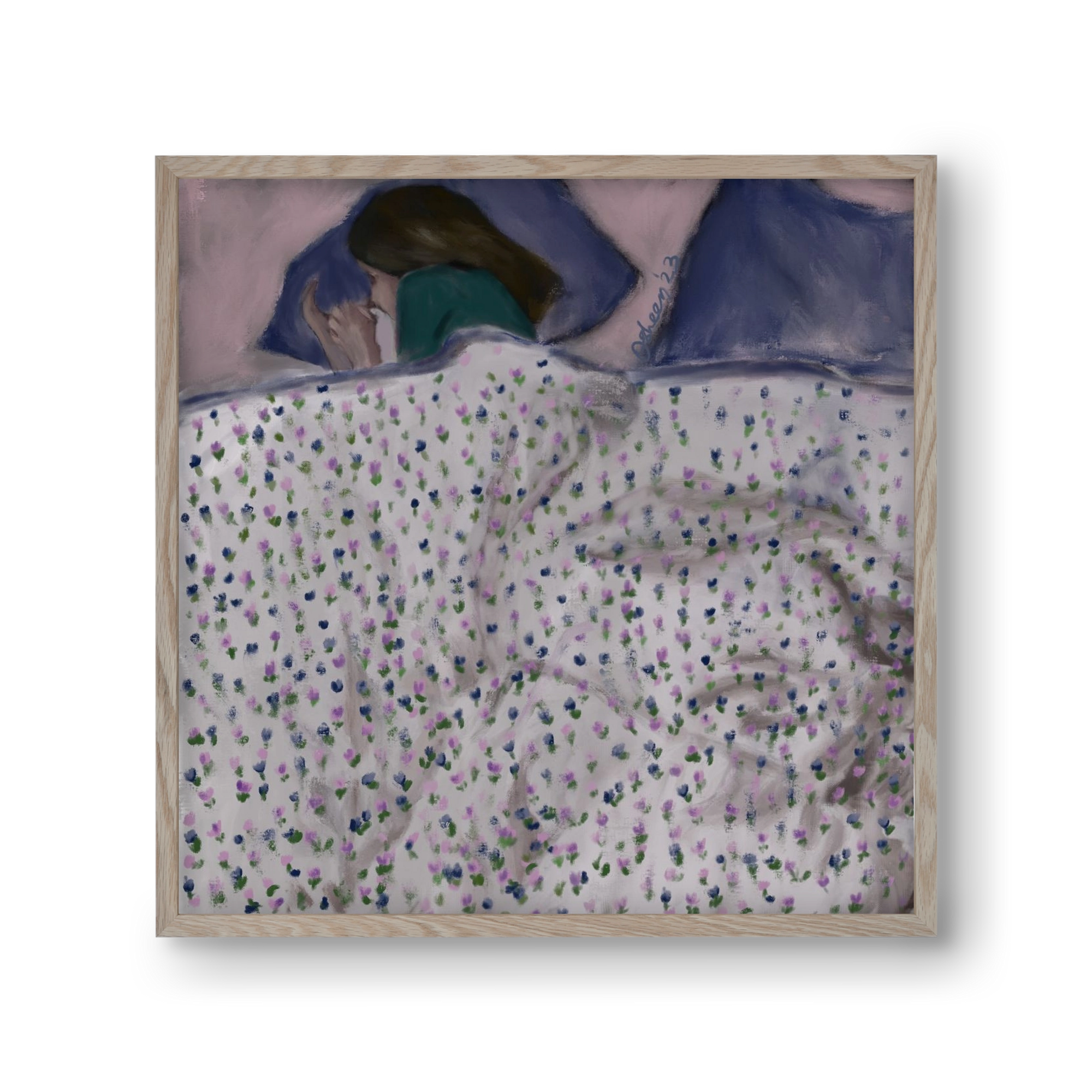 COZY IN MY BED, 30x30 cm (30x30 cm), Tölgy keret