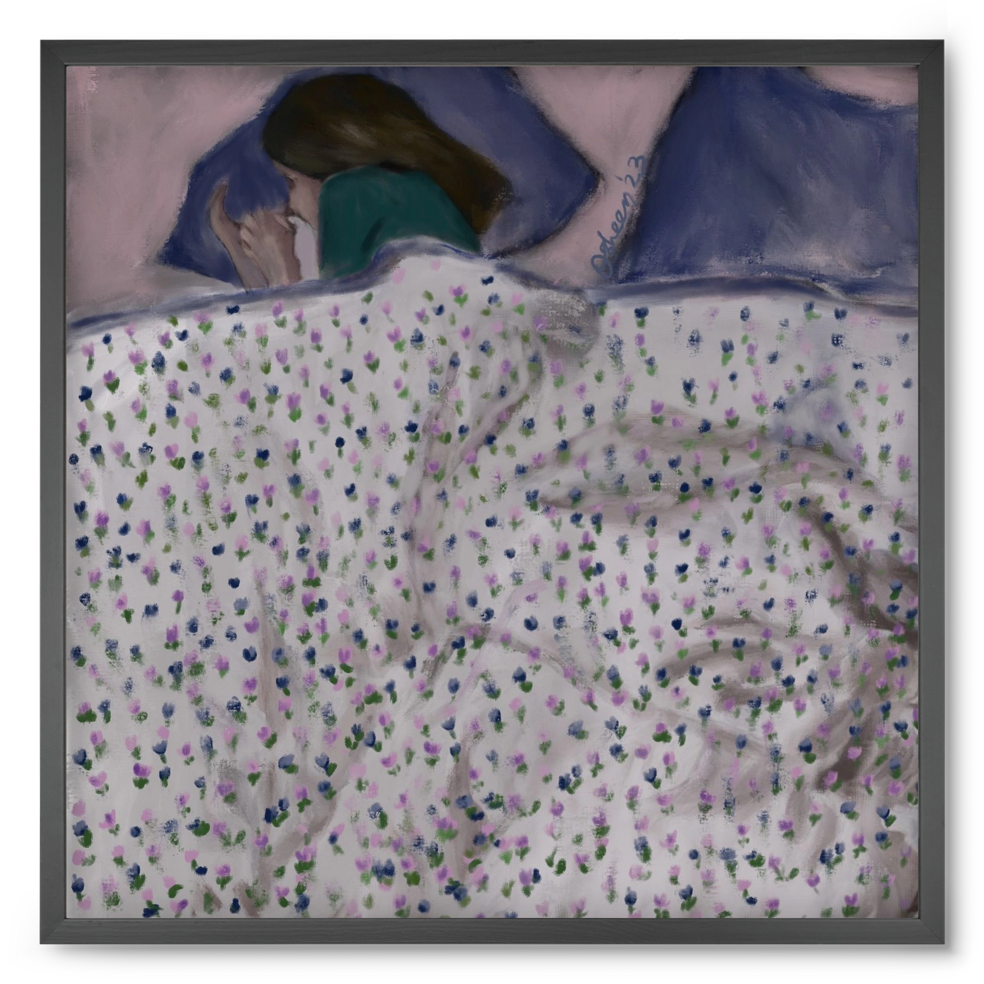 COZY IN MY BED, 50x50 cm (50x50 cm), Fekete keret