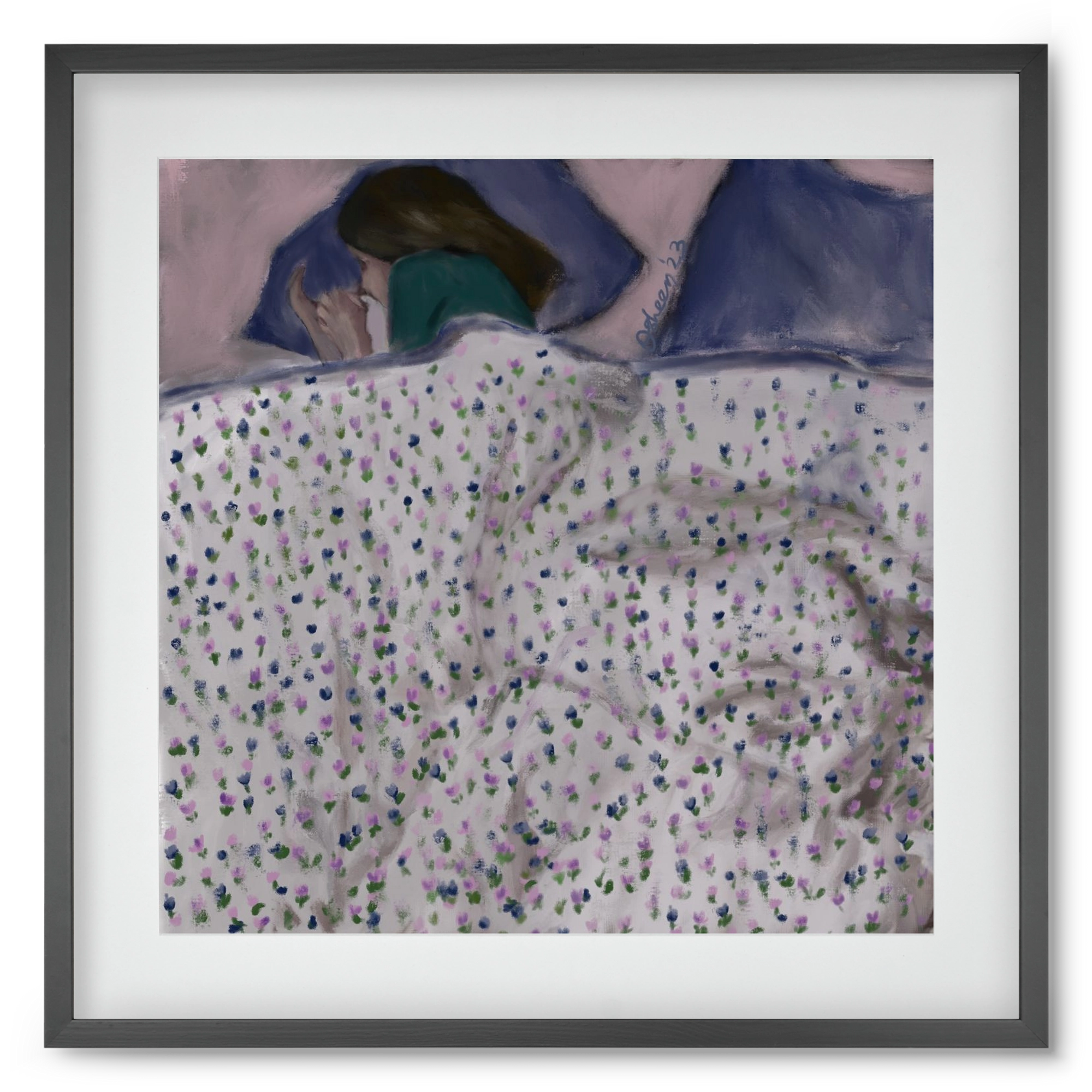 COZY IN MY BED, 50x50 cm (40x40 cm), Fekete keret, paszpartuval