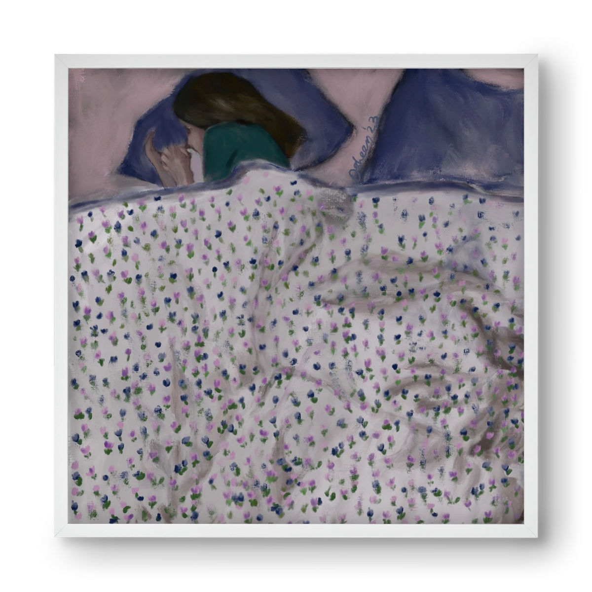 COZY IN MY BED, 40x40 cm (40x40 cm), Fehér keret