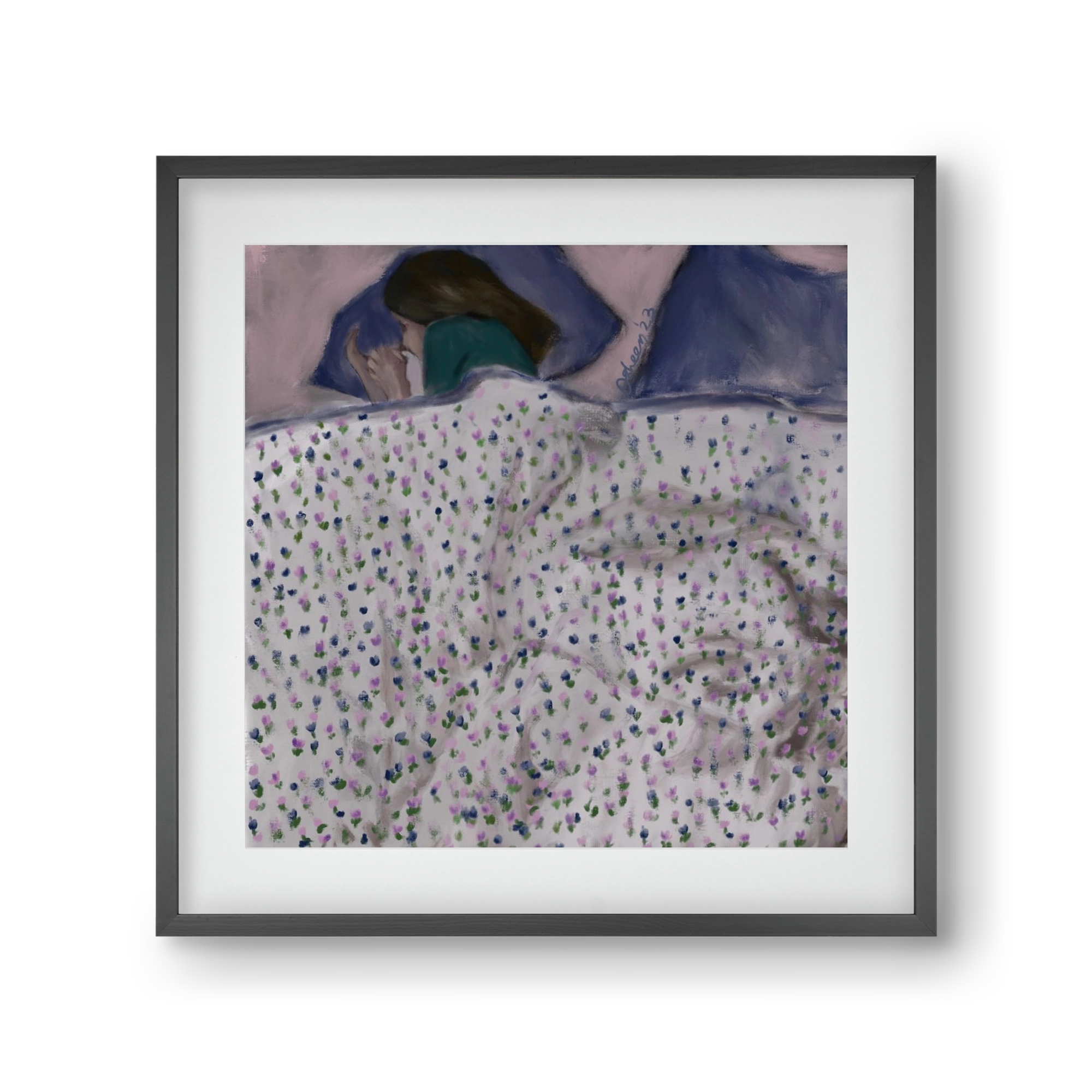 COZY IN MY BED, 30x30 cm (20x20 cm), Fekete keret, paszpartuval