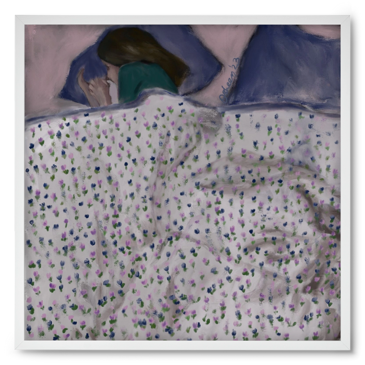 COZY IN MY BED, 50x50 cm (50x50 cm), Fehér keret