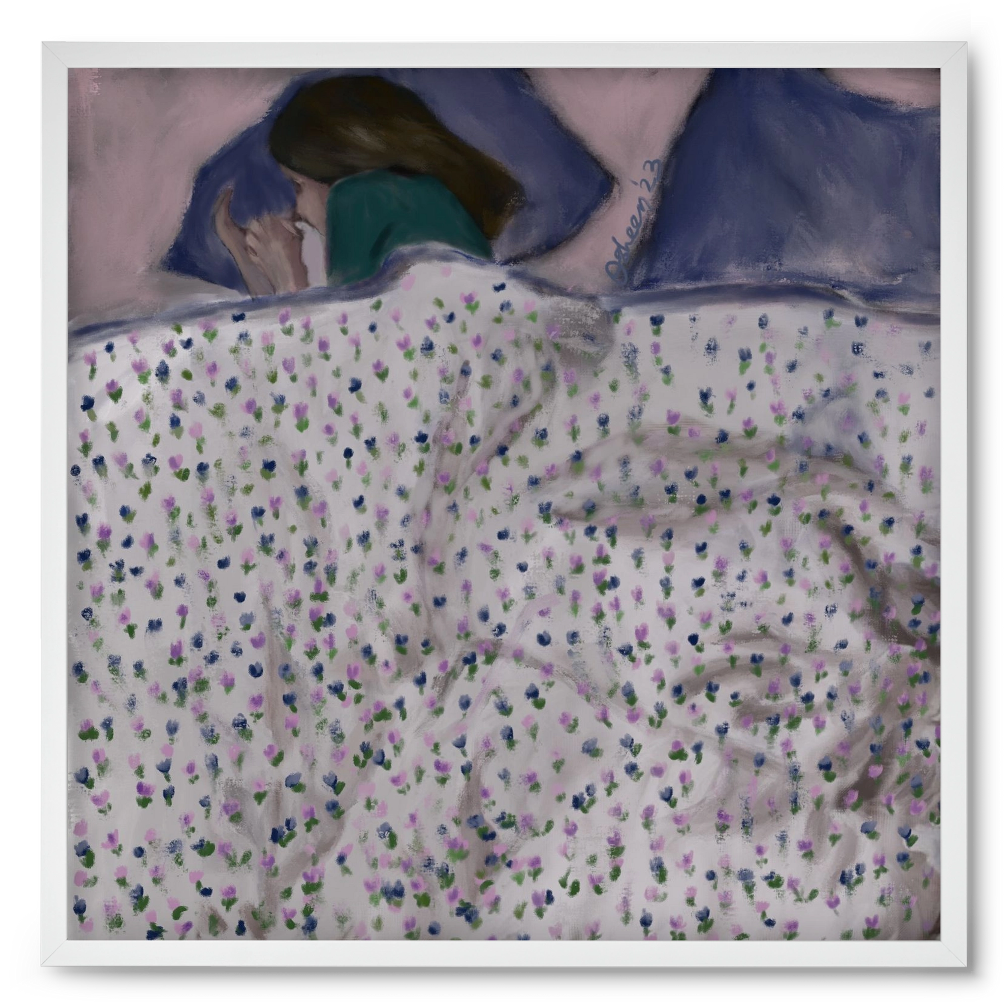 COZY IN MY BED, 50x50 cm (50x50 cm), Fehér keret