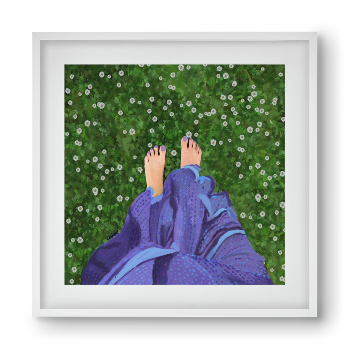 BAREFOOT SOUL, 40x40 cm (30x30 cm), Fehér keret, paszpartuval