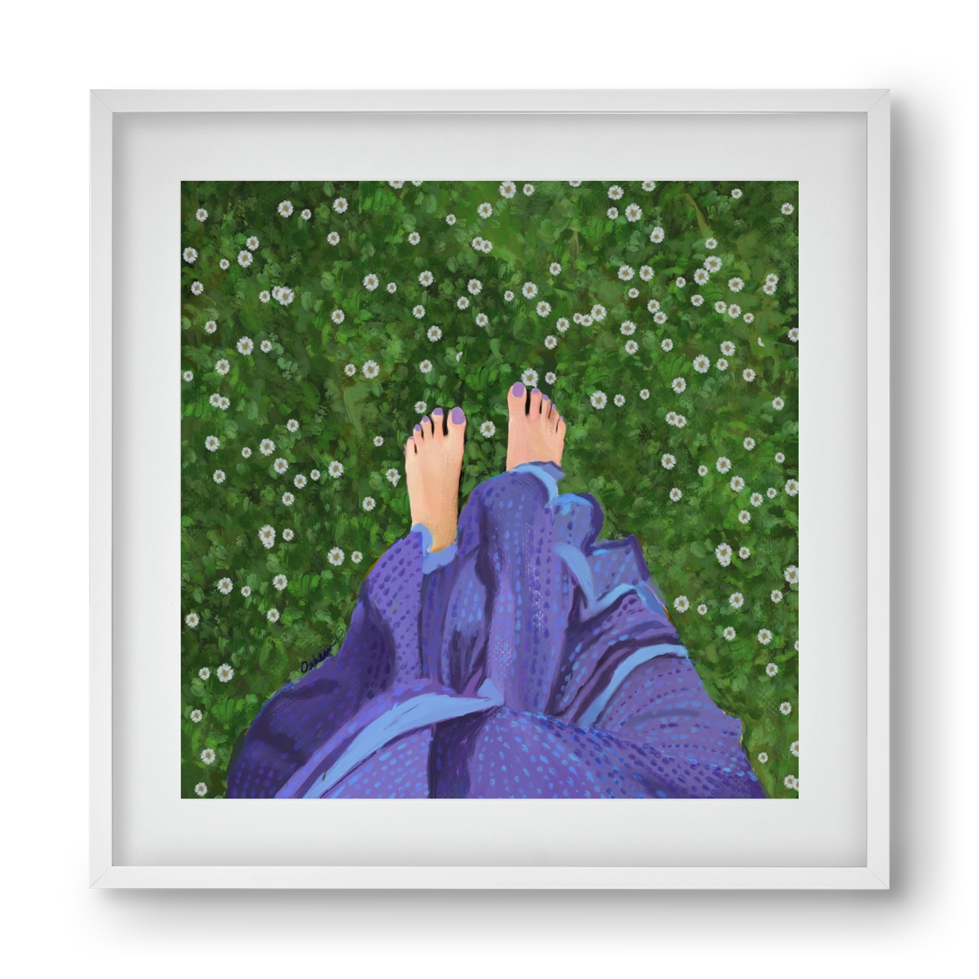 BAREFOOT SOUL, 40x40 cm (30x30 cm), Fehér keret, paszpartuval