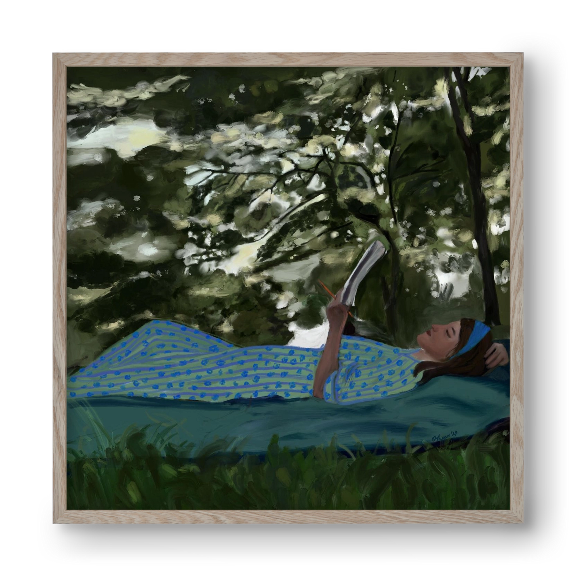 A SUMMER DAYDREAM, 40x40 cm (40x40 cm), Tölgy keret