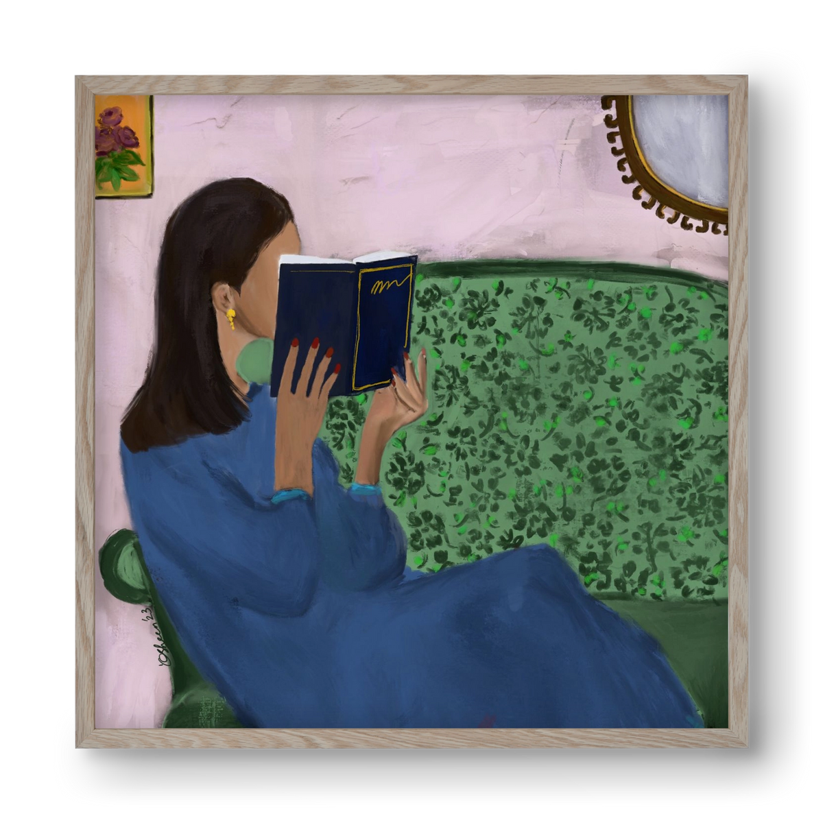 AFTERNOON ESCAPE, 40x40 cm (40x40 cm), Tölgy keret