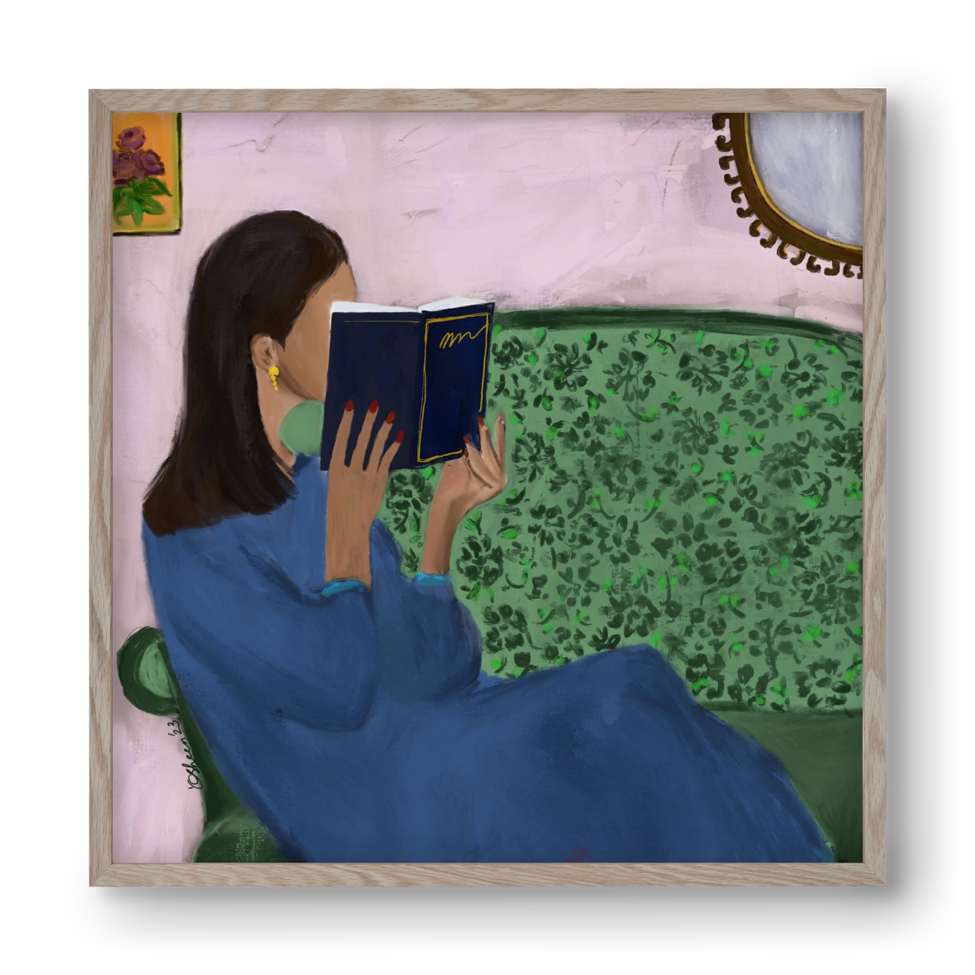 AFTERNOON ESCAPE, 40x40 cm (40x40 cm), Tölgy keret