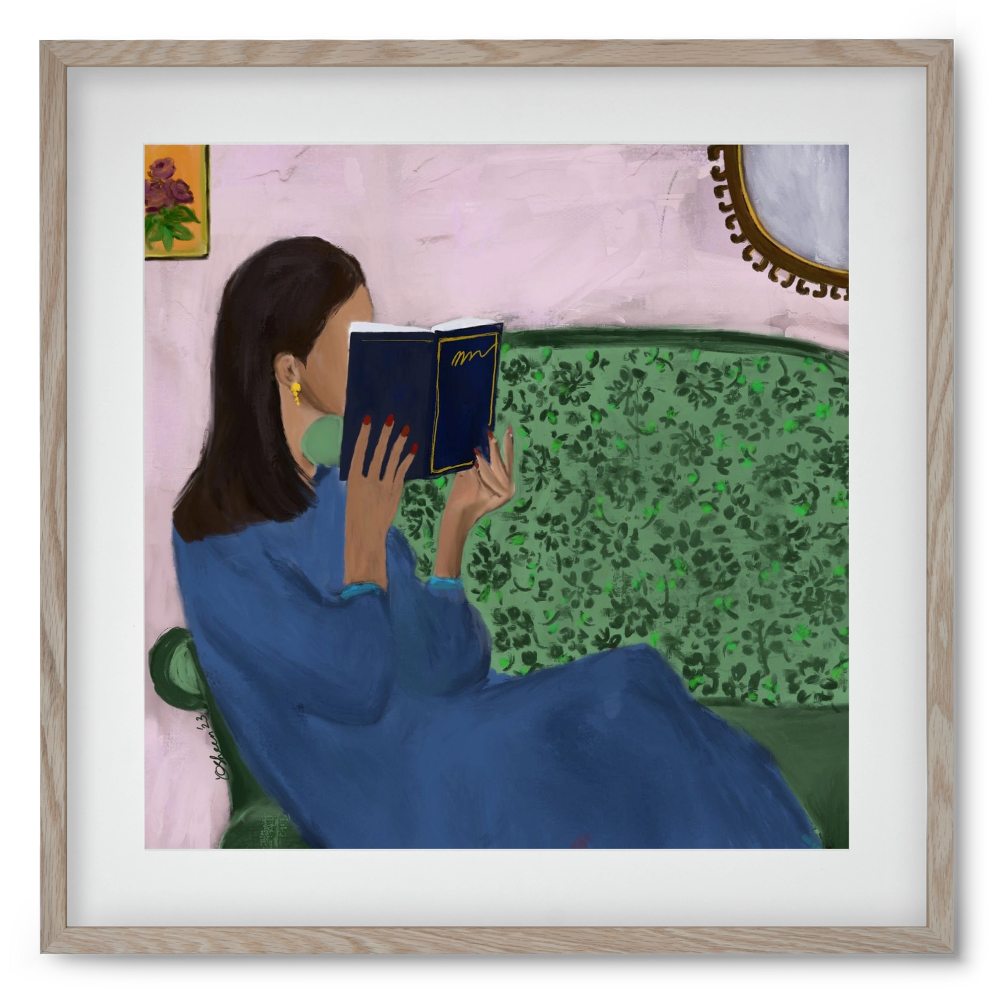 AFTERNOON ESCAPE, 50x50 cm (40x40 cm), Tölgy keret, paszpartuval